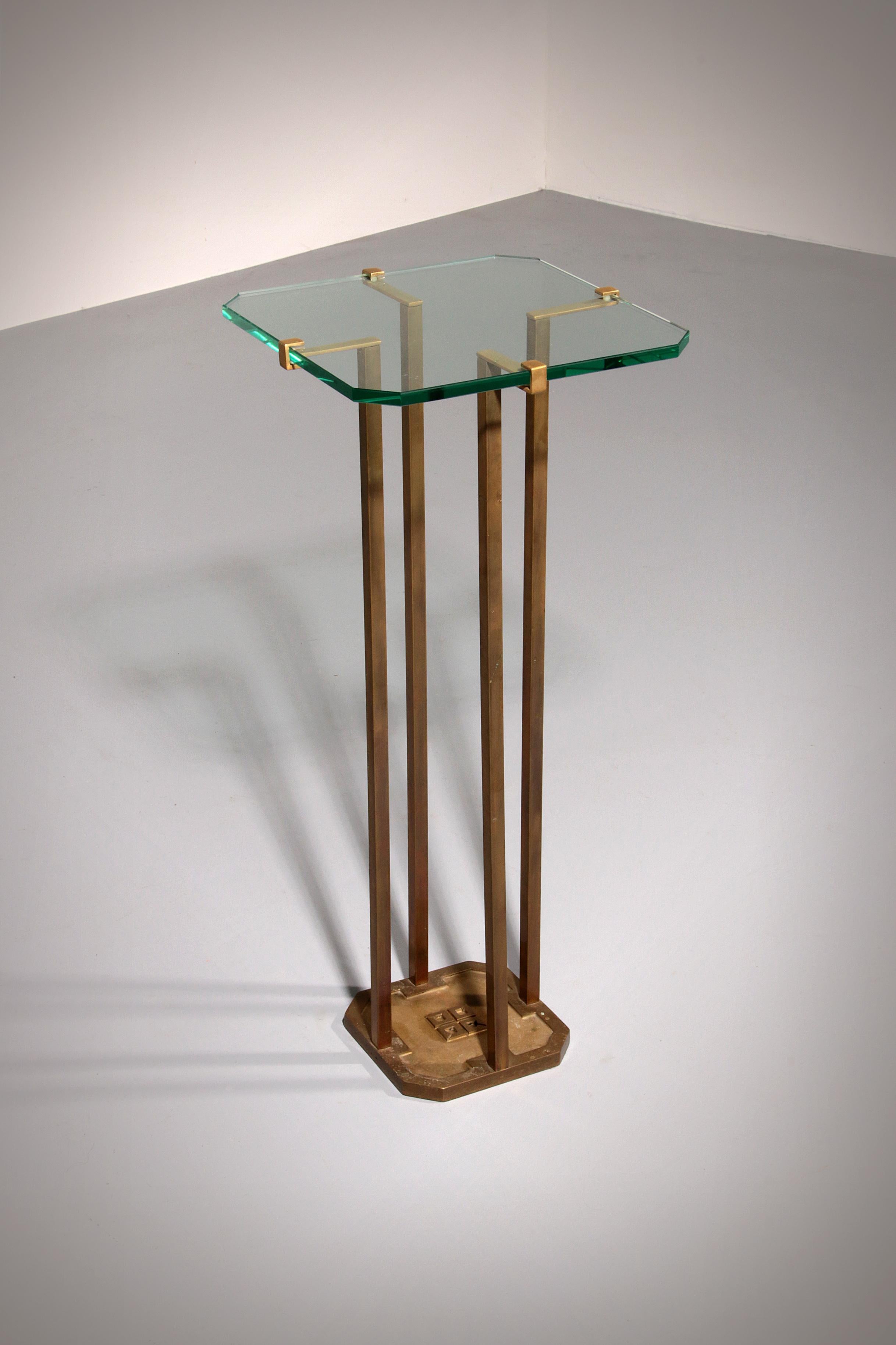 Discover the elegance of the 1970s with these rare Peter Ghyczy T18 side tables. Crafted by the renowned Hungarian designer, these tables feature original bronze and brass legs, showcasing Ghyczy's commitment to balance, originality, and