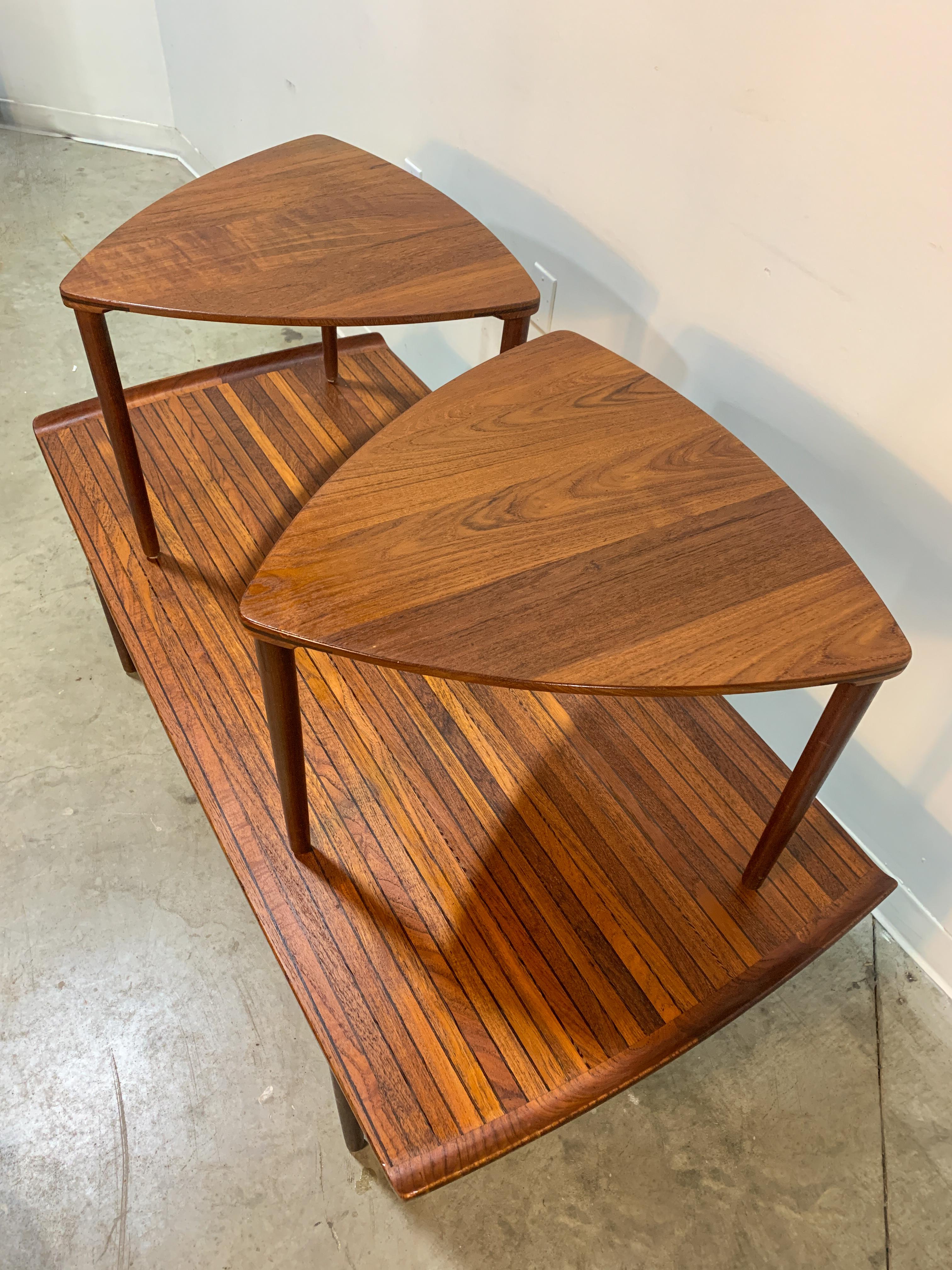 Mid-Century Modern Rare Peter Hvidt Danish Coffee Table and Satellite Table Set