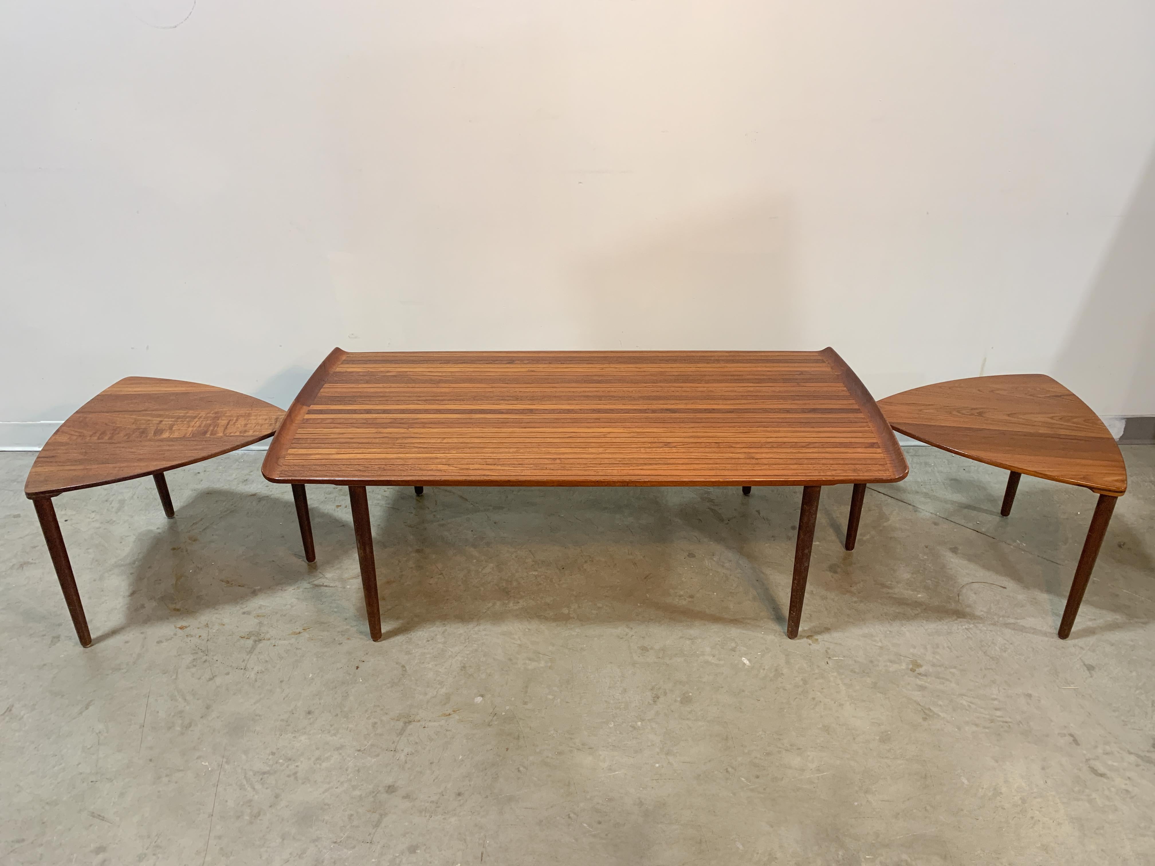 Rare Peter Hvidt Danish Coffee Table and Satellite Table Set In Good Condition In Kalamazoo, MI
