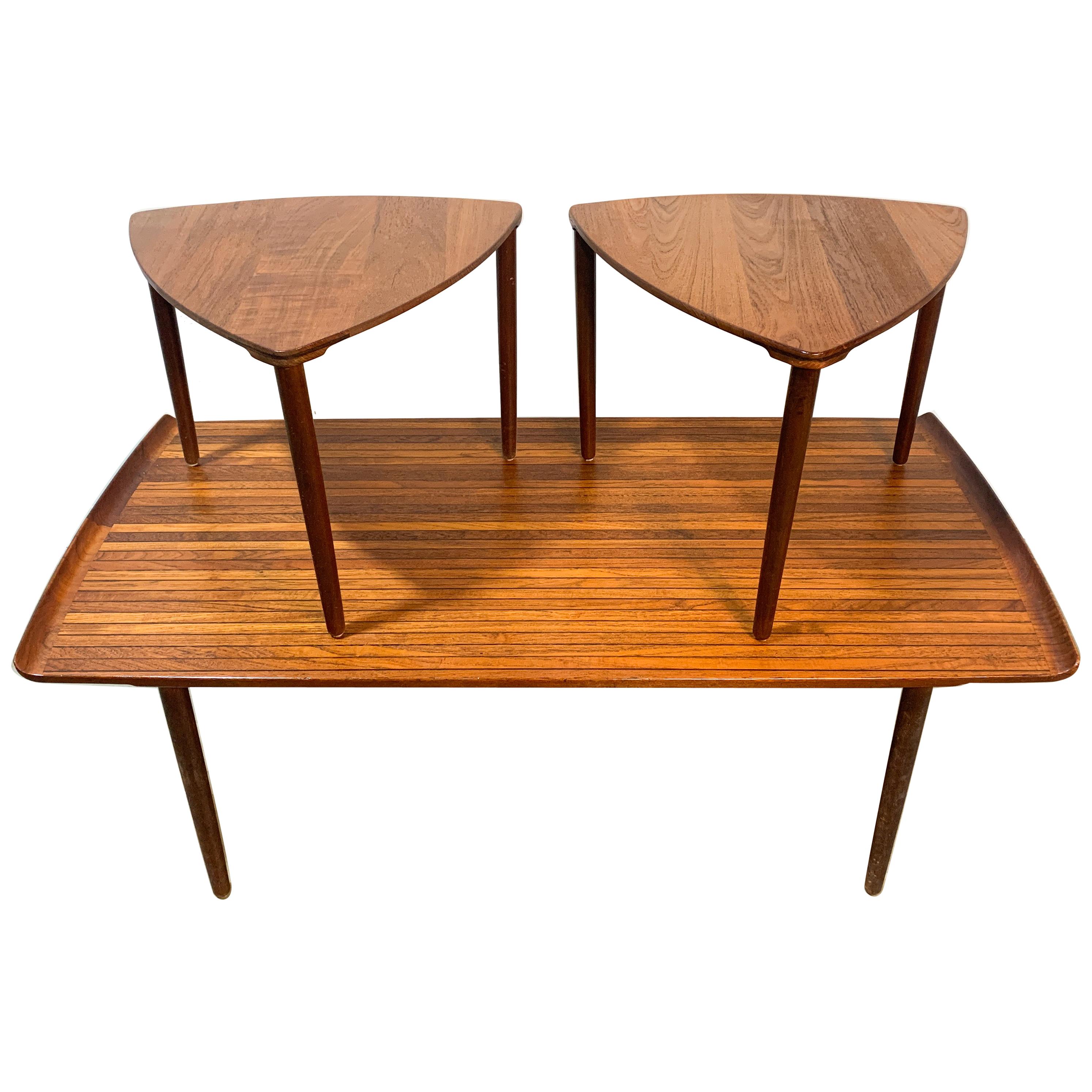 Rare Peter Hvidt Danish Coffee Table and Satellite Table Set