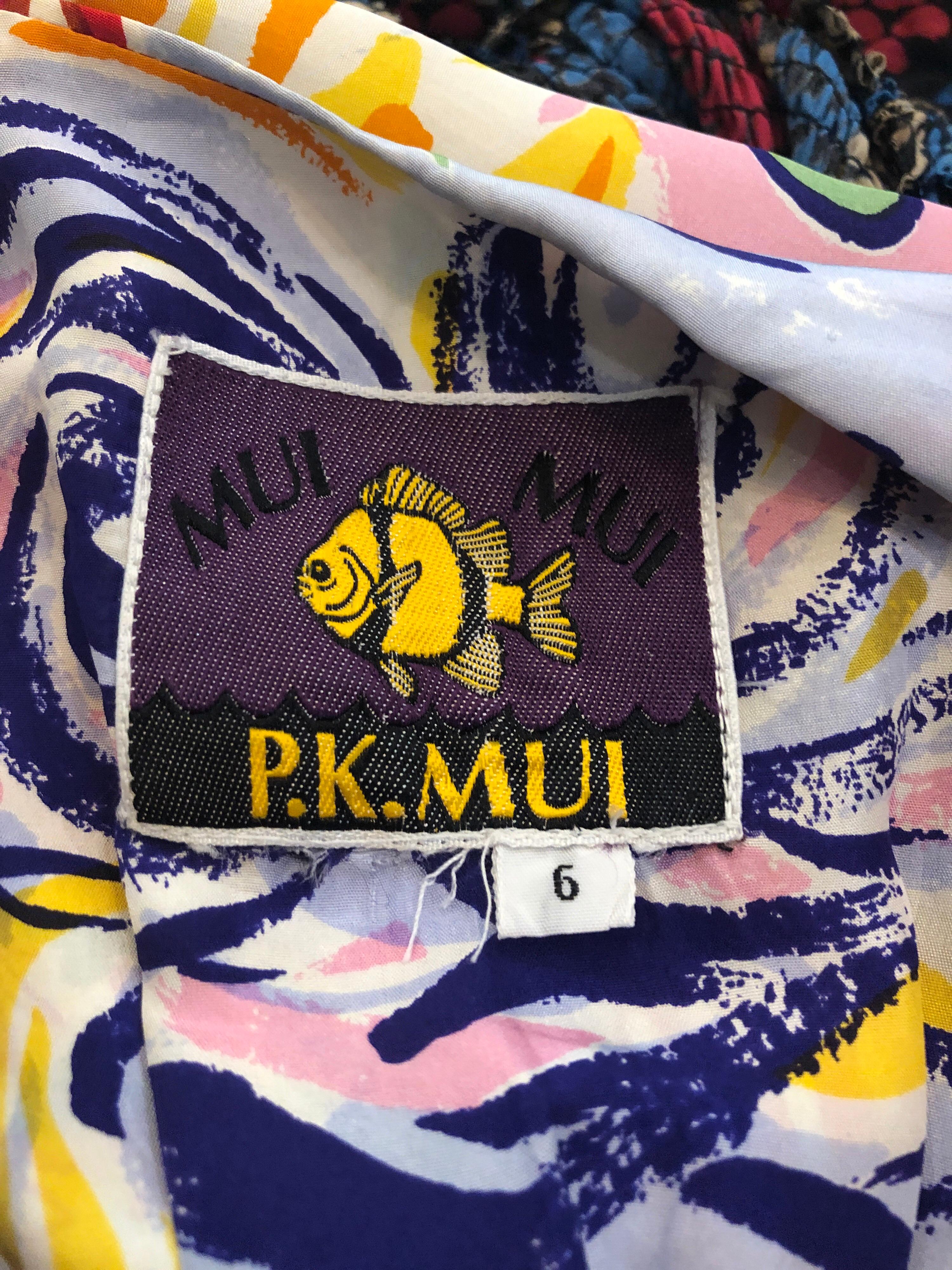 Rare Peter Mui 1990s Novelty Print Silk Racerback Size 6 Vintage 90s Dress 10