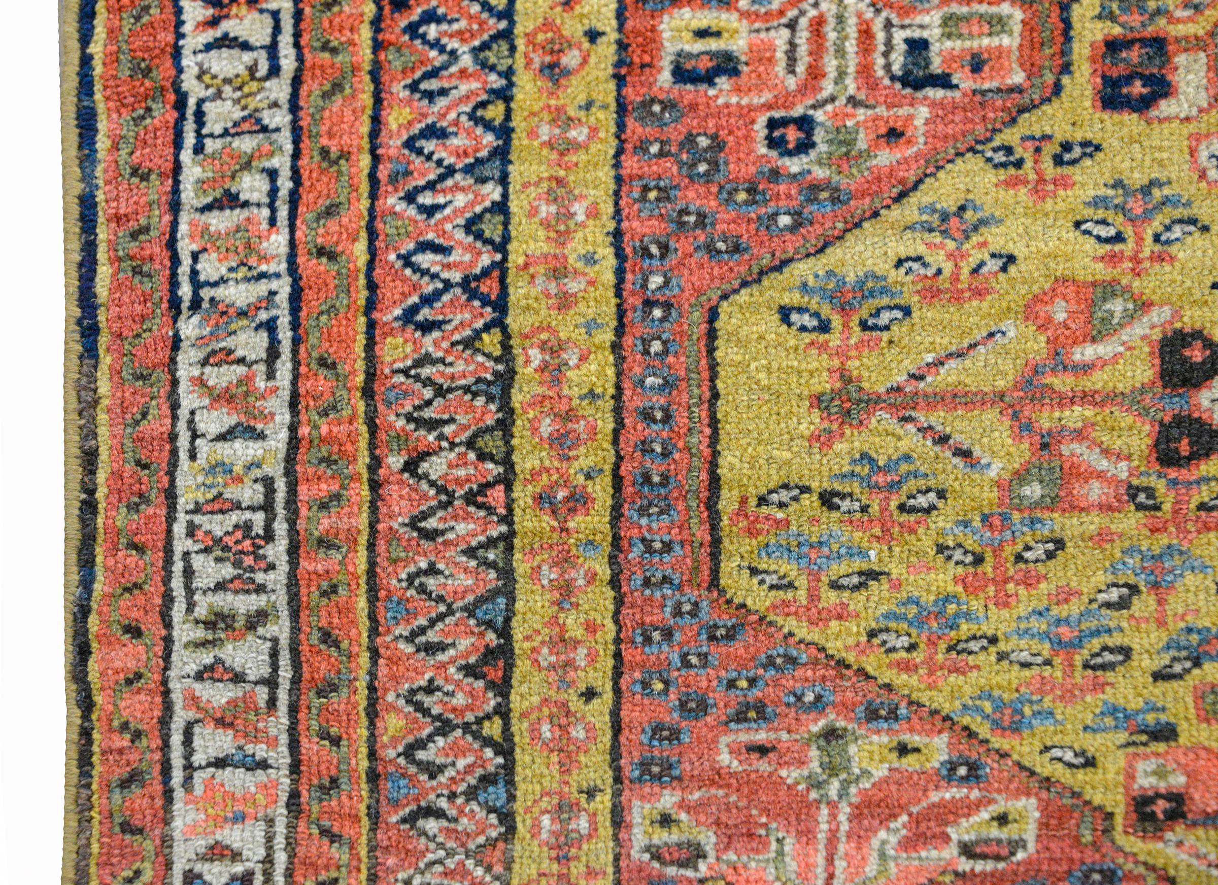 Hand-Knotted Rare Petite 19th Century Malayer Rug For Sale