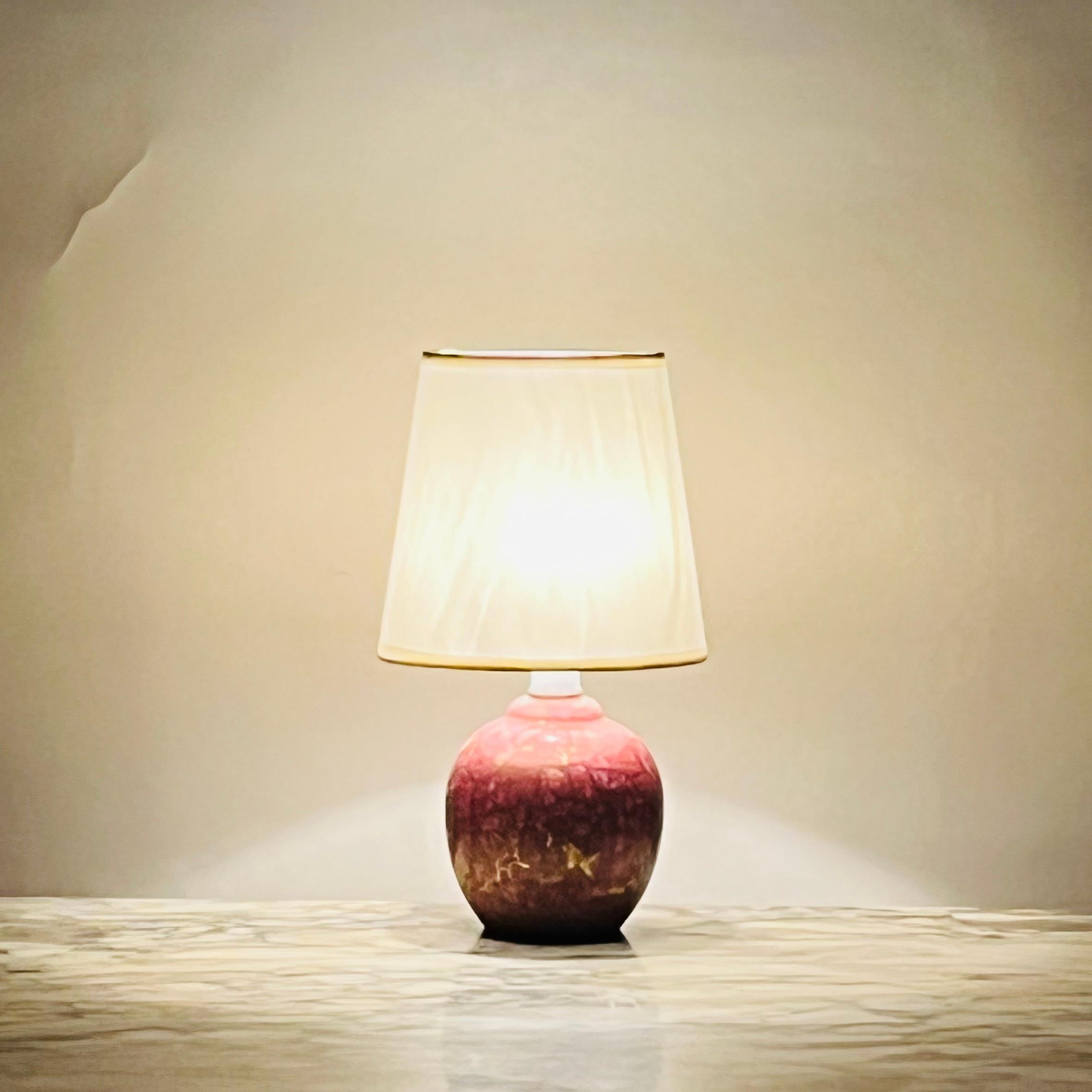 Rare Petite Glazed Ceramic French Art Déco Lamp by Raoul Lachenal For Sale 1