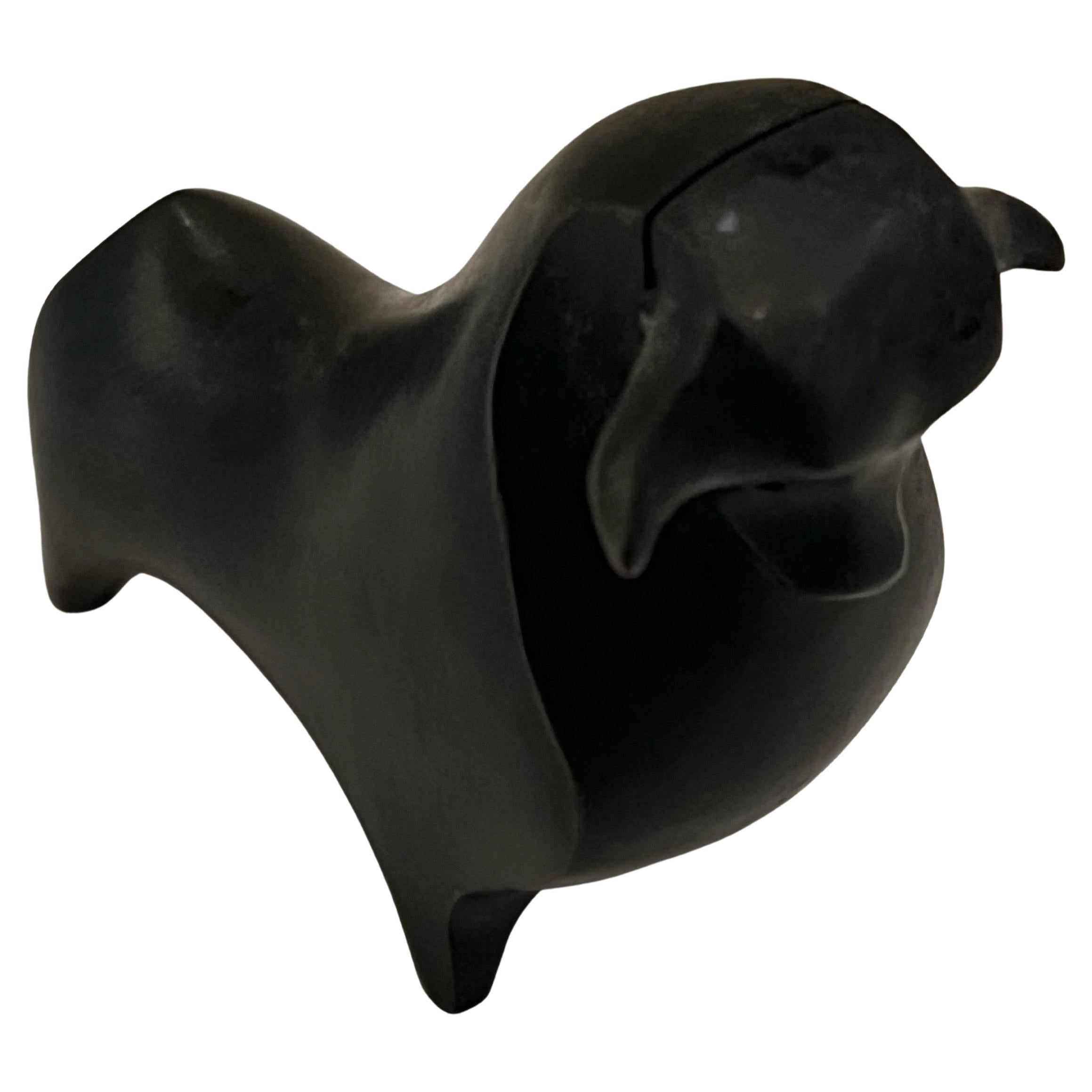 Patinated small solid bronze card holder sculpture Picasso style , beautiful rare and unique.