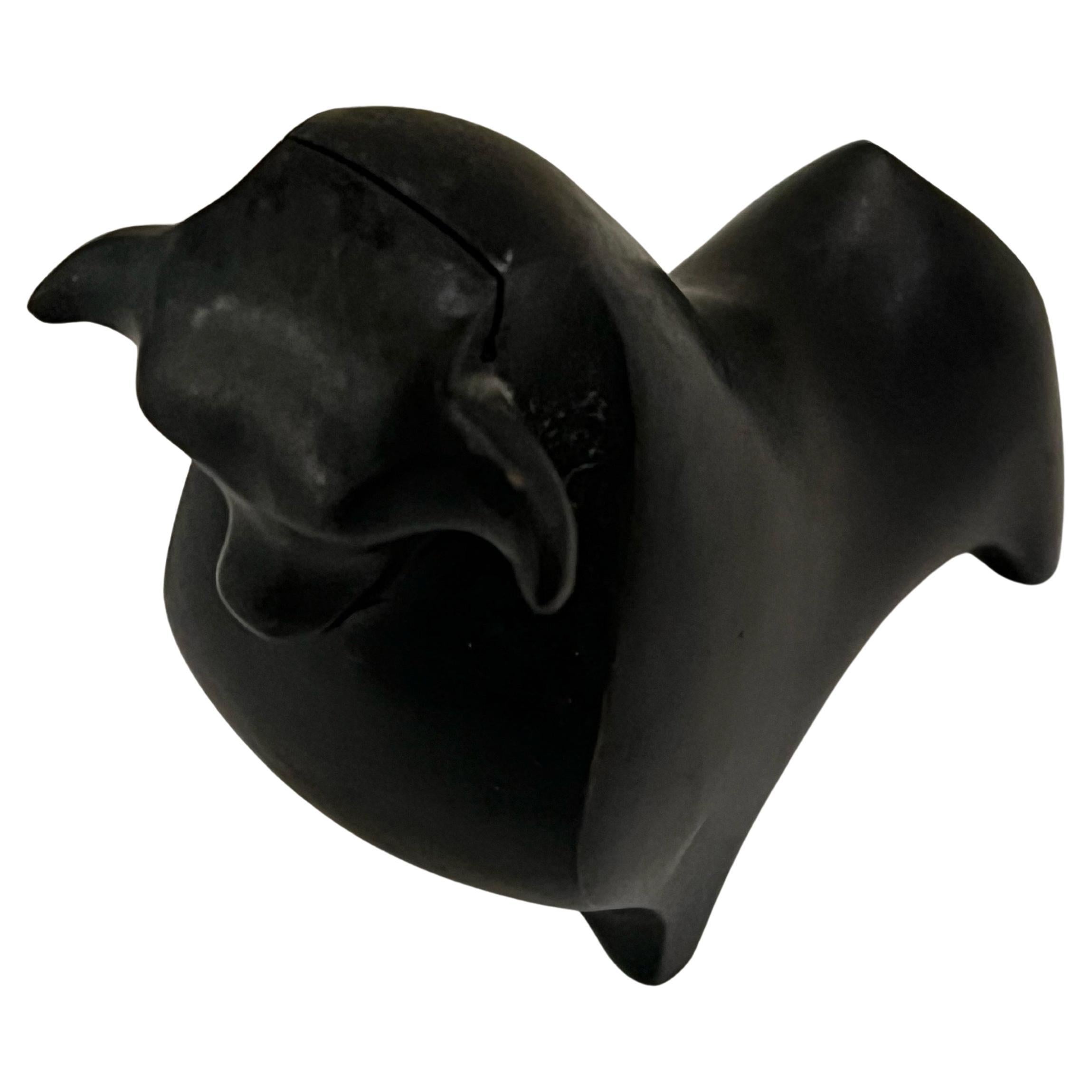 American Rare Petite Solid Bronze Modernist Card Holder Sculpture For Sale