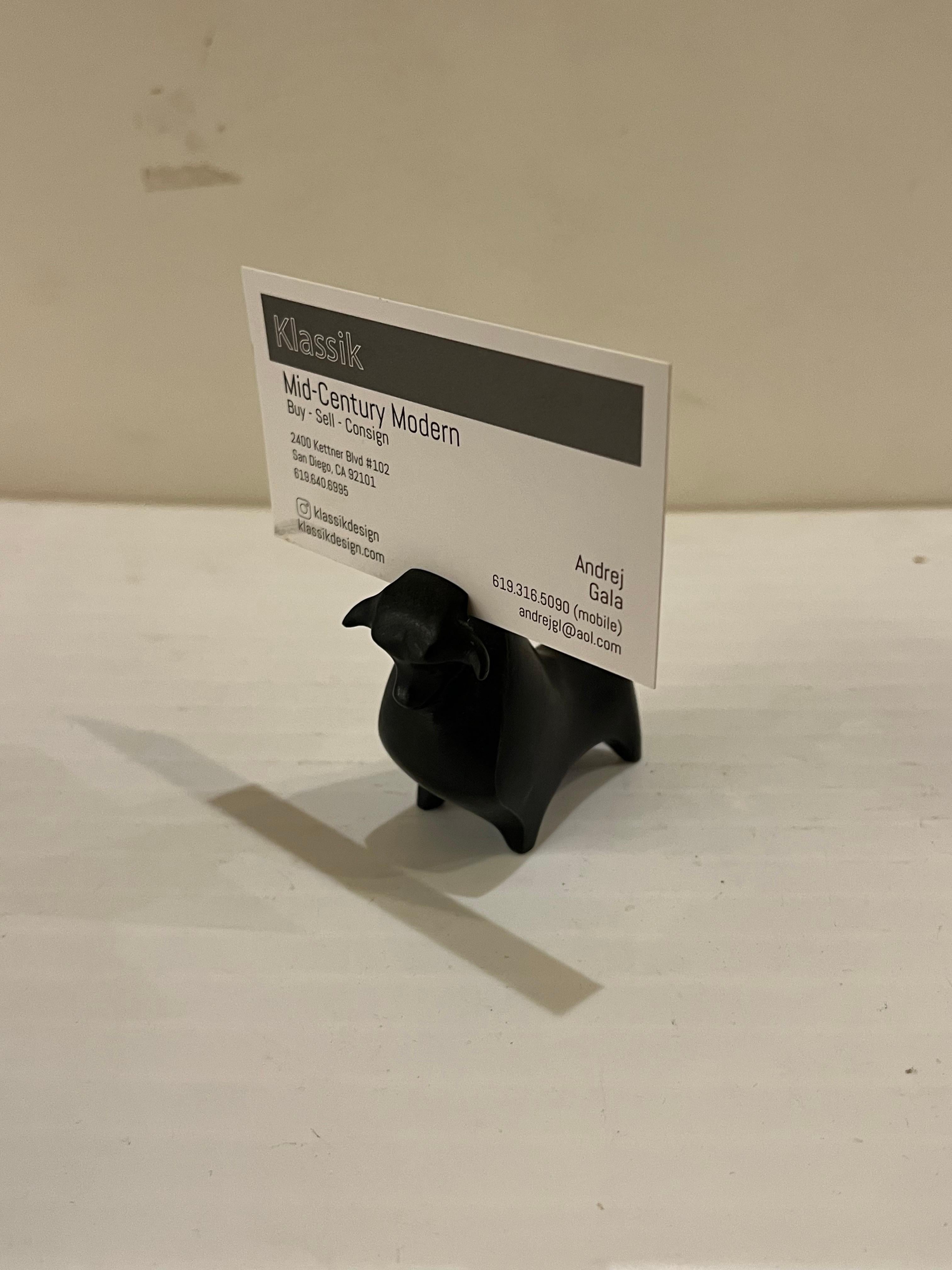 Rare Petite Solid Bronze Modernist Card Holder Sculpture In Good Condition For Sale In San Diego, CA