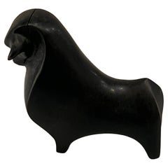 Rare Petite Solid Bronze Modernist Card Holder Sculpture
