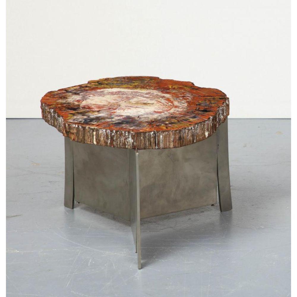 Seltener Beistelltisch aus versteinertem Holz und Stahl des Bildhauers Claude De Muzac, Frankreich

Dieser einzigartige Tisch aus versteinertem Holz und geformtem Stahl wurde von dem renommierten Bildhauer Claude de Muzac entworfen. Sie ist bekannt