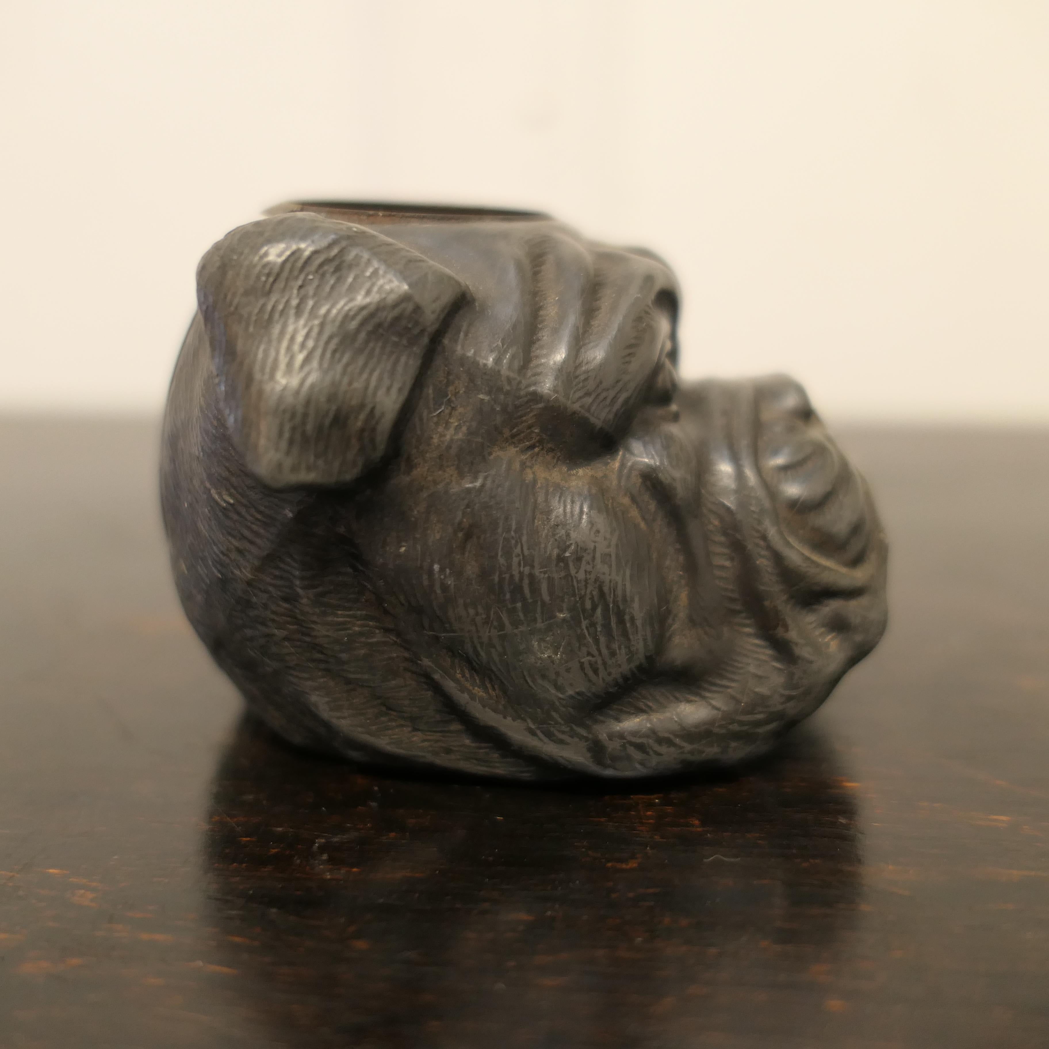 Rare Pewter Vesta Case, As a Bull Dog’s Head In Good Condition For Sale In Godshill, Isle of Wight