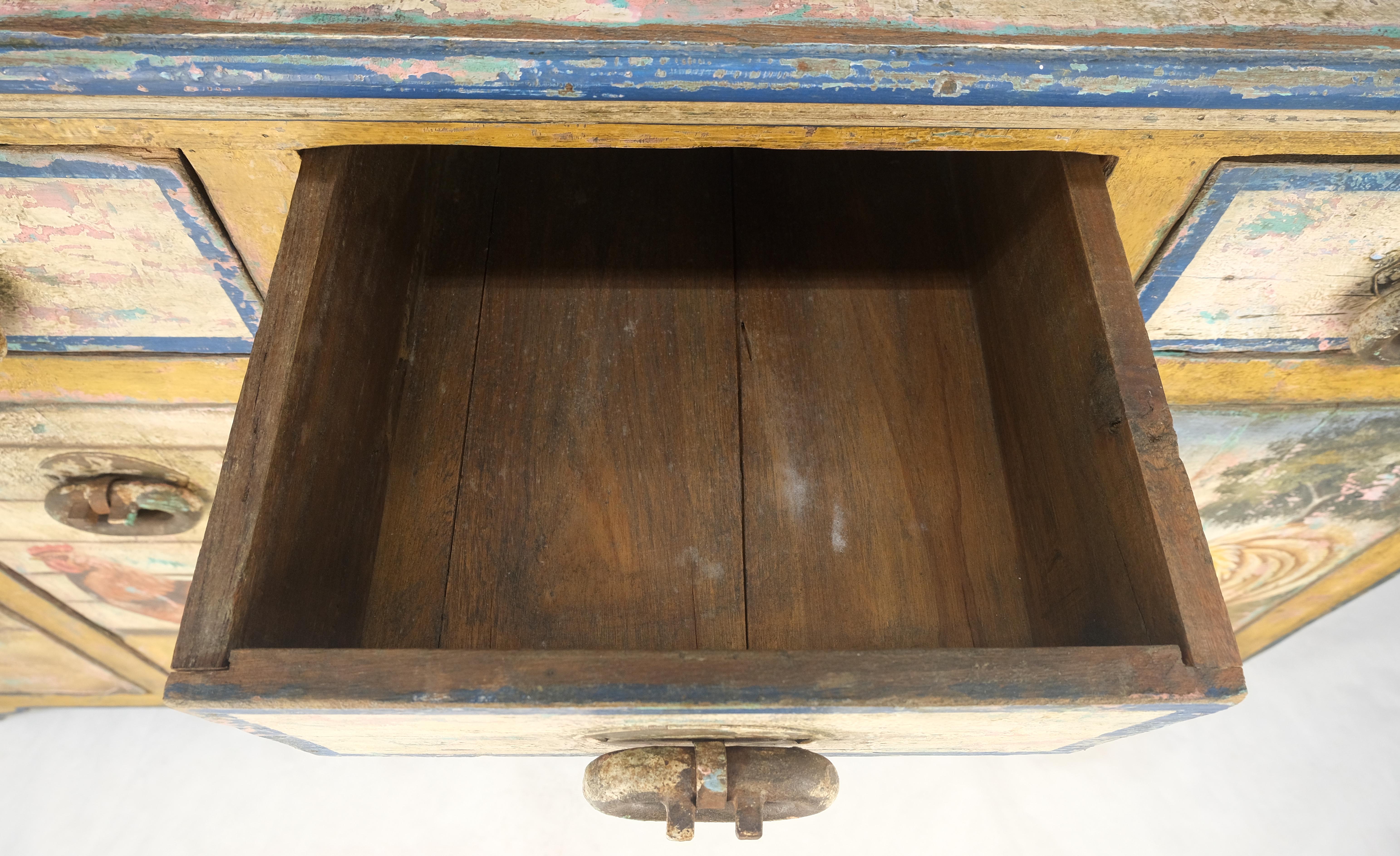 Raro Fenomenal Armario de Teca Maciza Estilo Campesino Pintado Decorado en venta 7