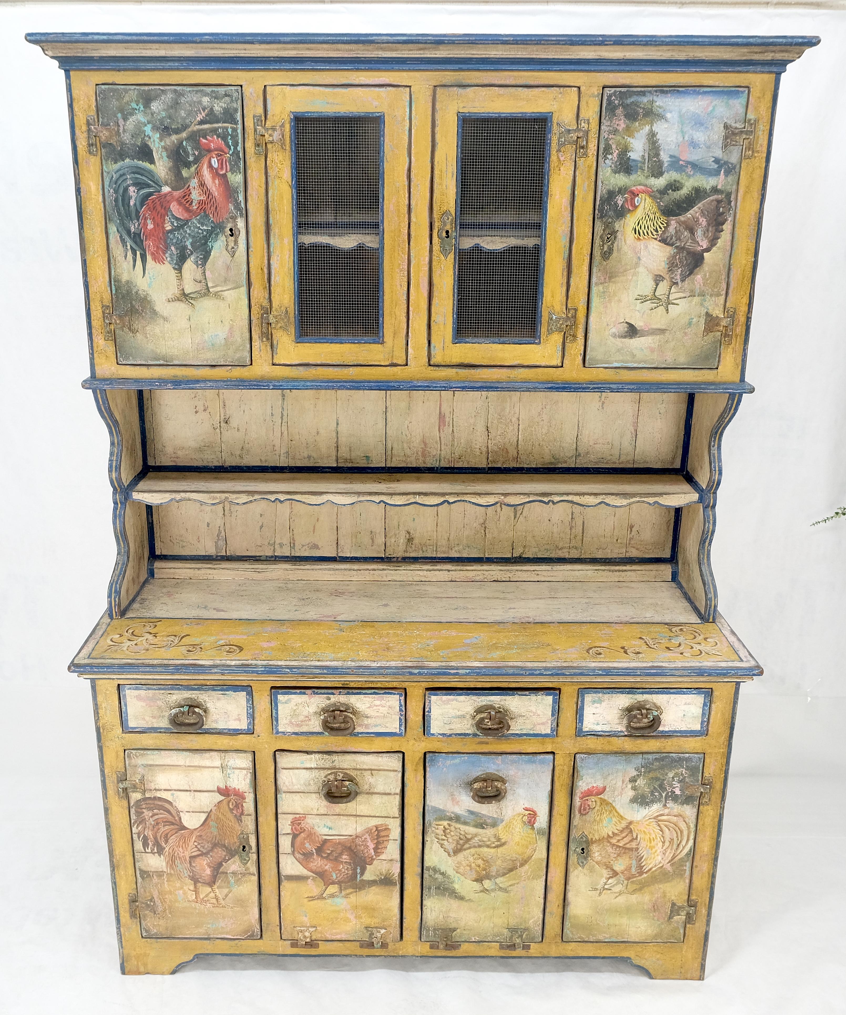 Raro Fenomenal Armario de Teca Maciza Estilo Campesino Pintado Decorado siglo XX en venta