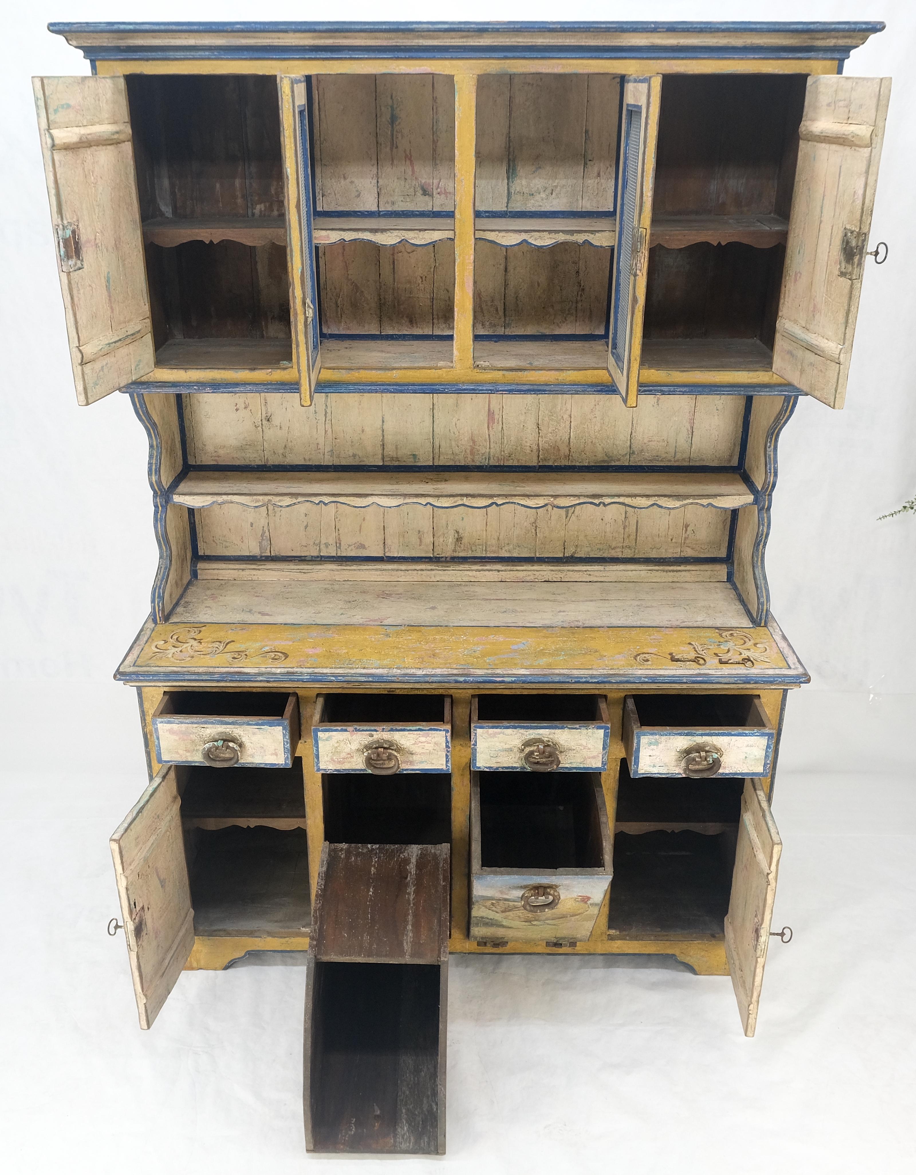 Raro Fenomenal Armario de Teca Maciza Estilo Campesino Pintado Decorado Acero en venta