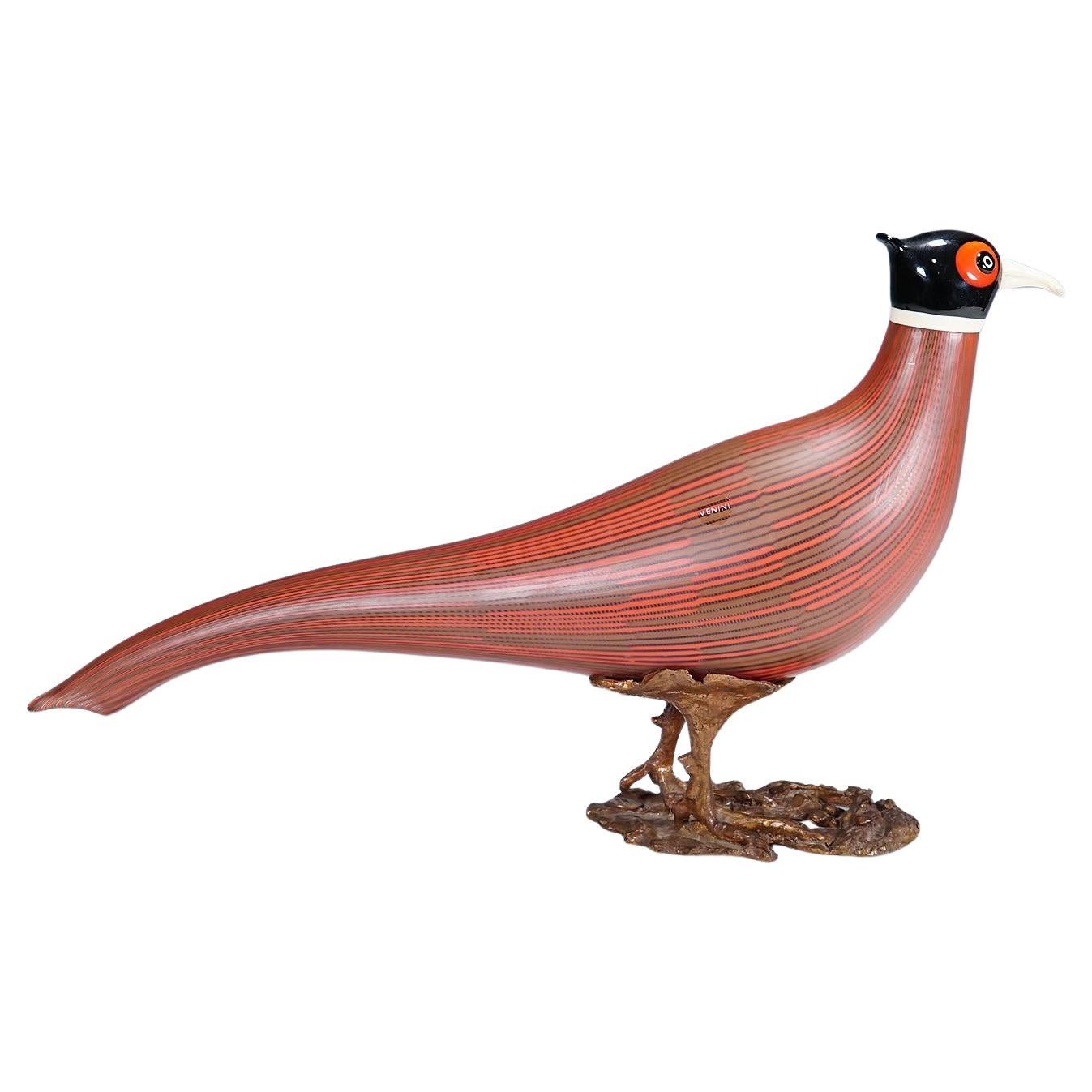 Rare Phesant Sculpture by Toni Zuccheri for Venini For Sale