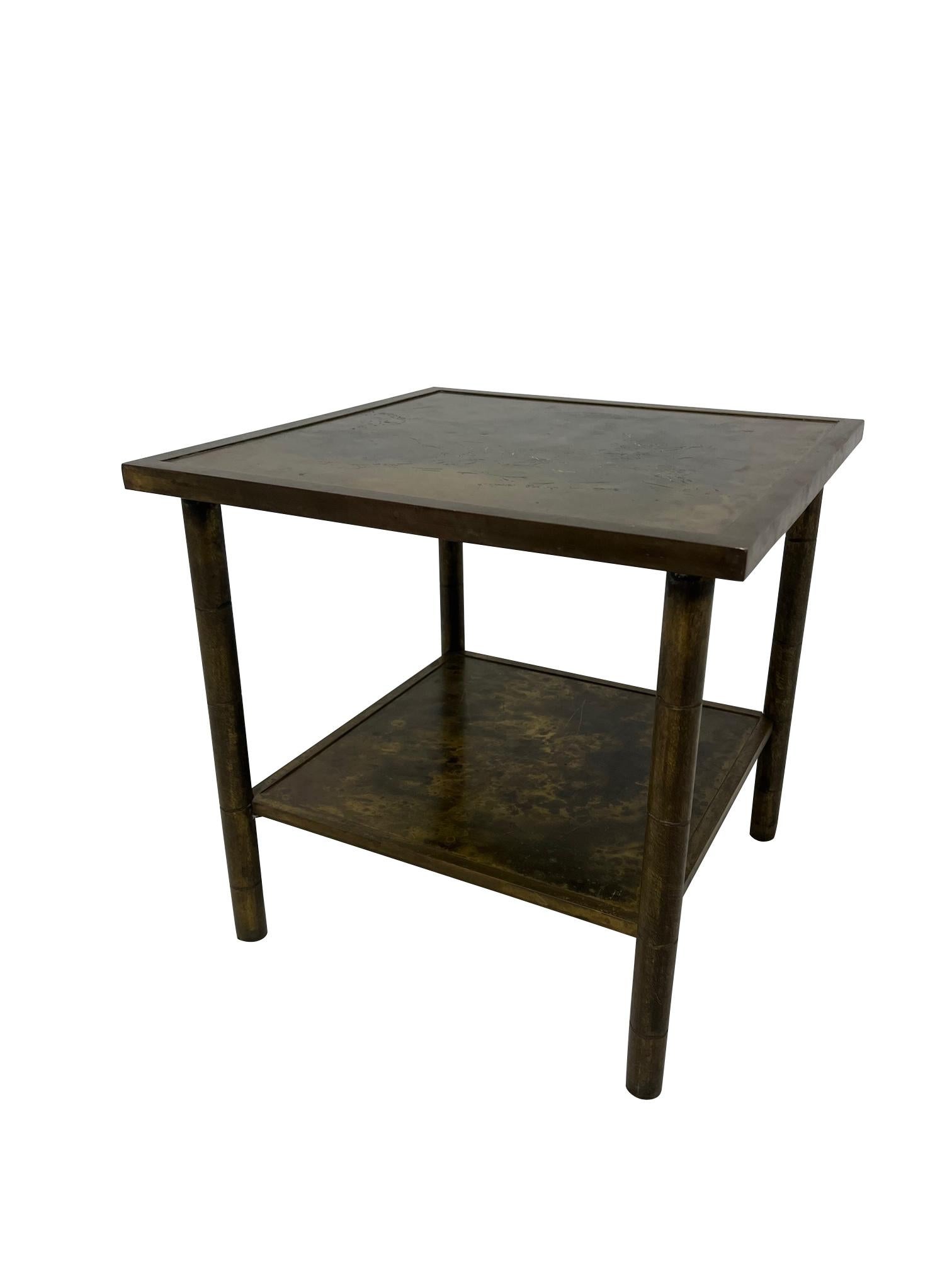 Mid-Century Modern Rare Philip and Kelvin Laverne Brass Side Table For Sale