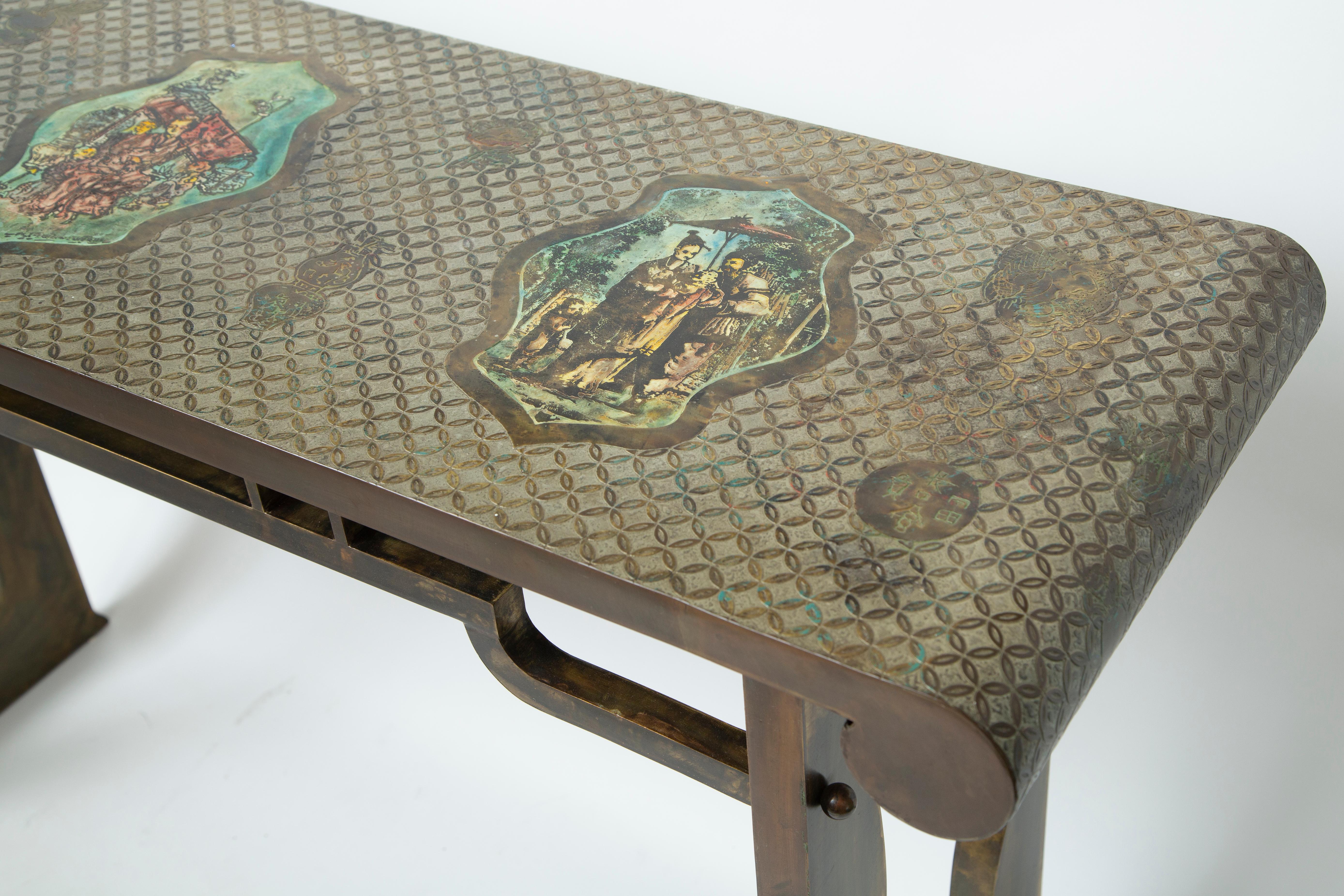 Bronze Rare Philip and Kelvin LaVerne Kuan Yin Console For Sale