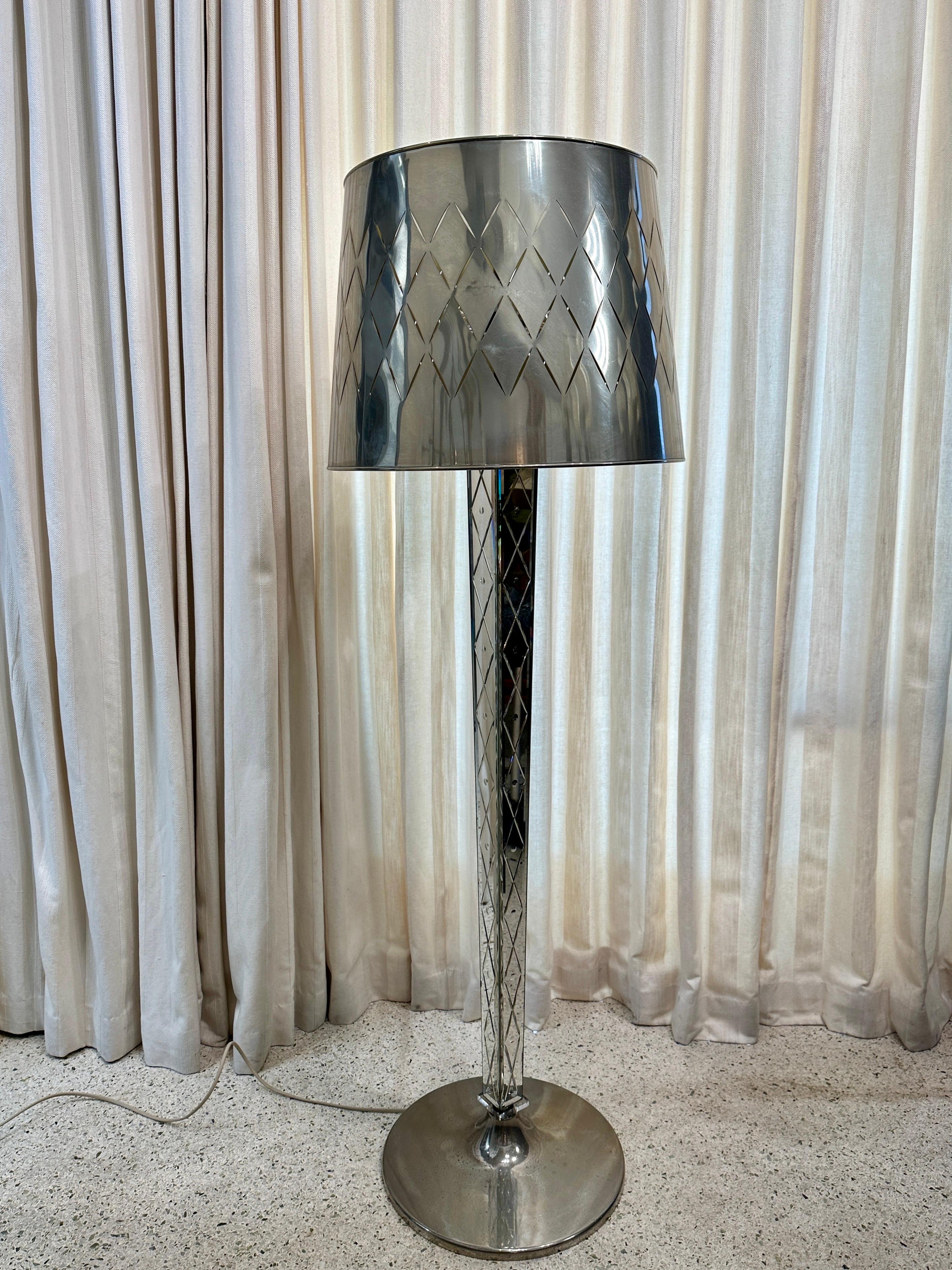 RARE Philippe Starck Etched Mirror Floor Lamp - Delano Hotel South Beach For Sale 3