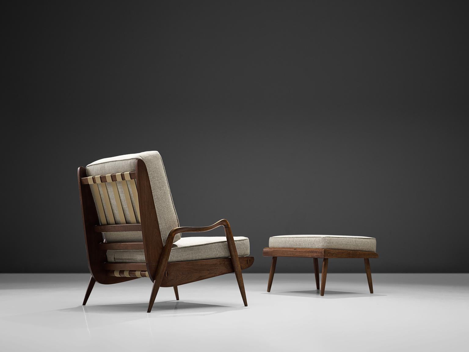 American Rare Phillip Lloyd Powell Lounge Chair and Ottoman
