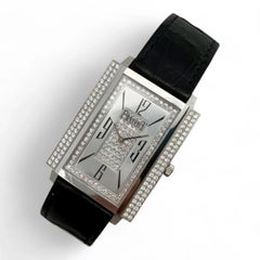Rare Piaget Black Tie 28mm White Gold Silver Dial Diamond Hand Wind Watch P10098