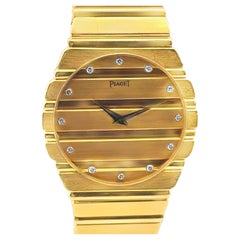 Rare Piaget Polo Diamond Quartz Unisex Watch in 18K Yellow Gold