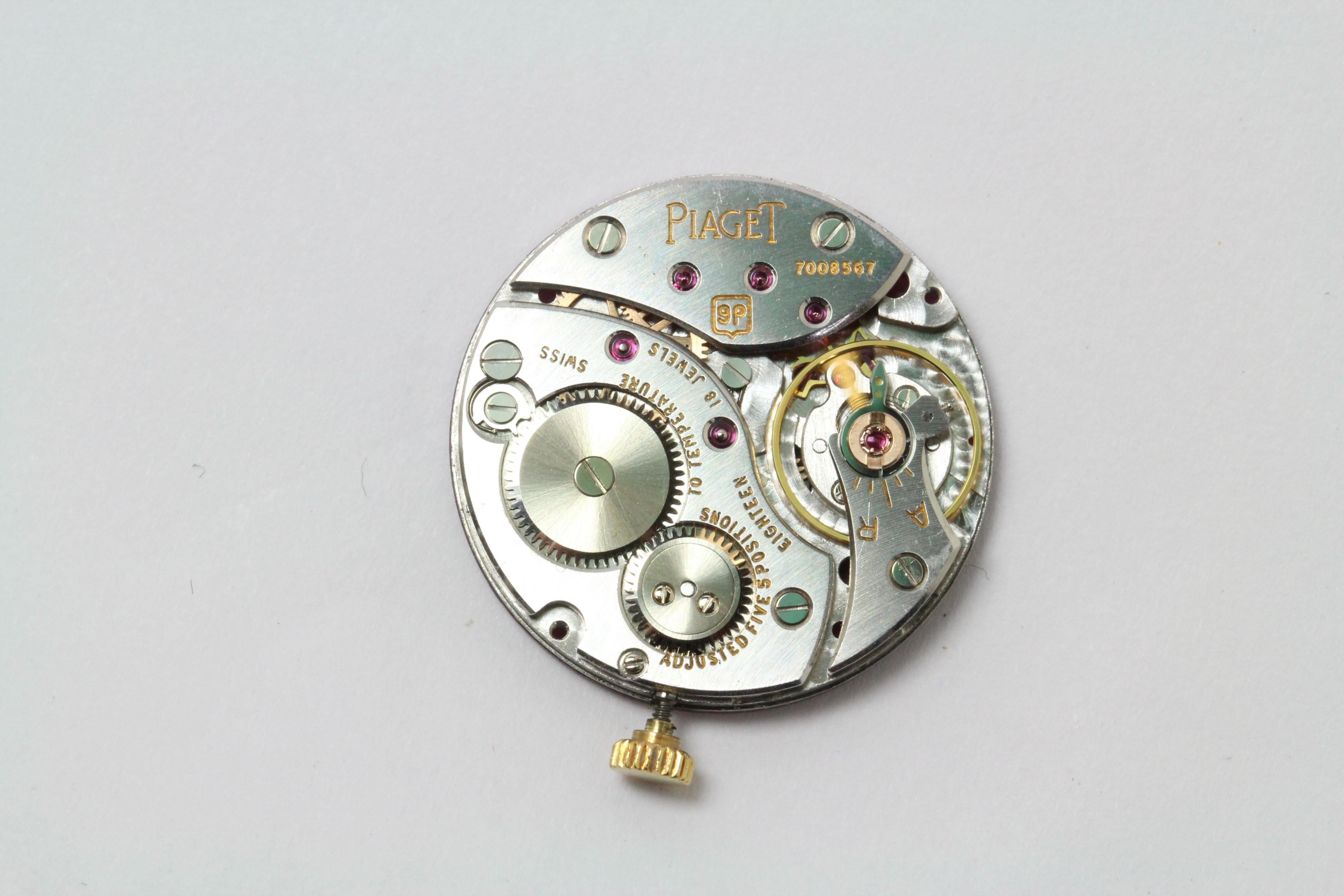 Women's or Men's Rare Piaget Ruby Dial Diamond 18 Karat Gold Mechanical Wristwatch For Sale