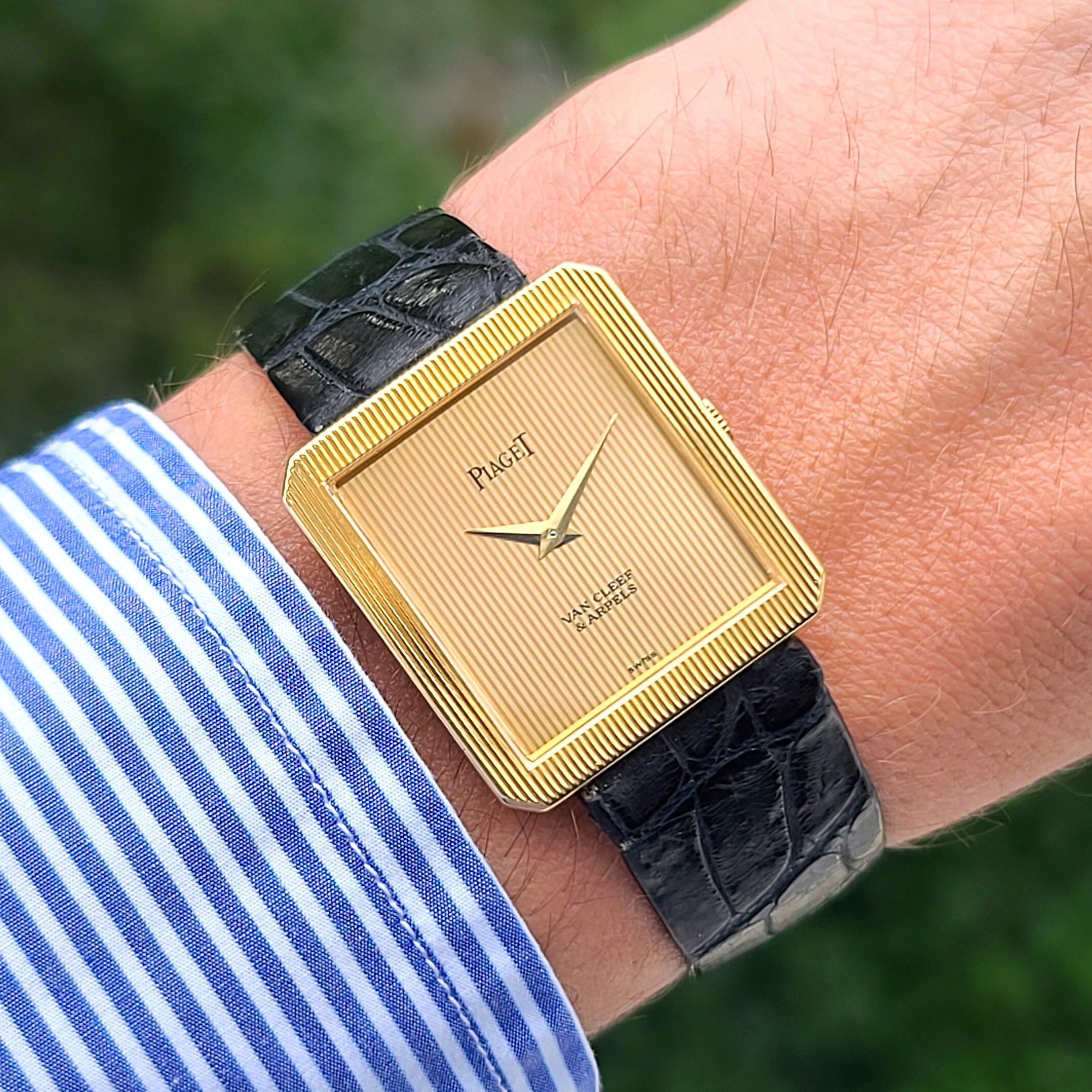RARE Piaget x Van Cleef & Arpels Protocole Ultra Thin 9154 Serviced 18k Gold In Excellent Condition In Neuilly-sur-Seine, IDF