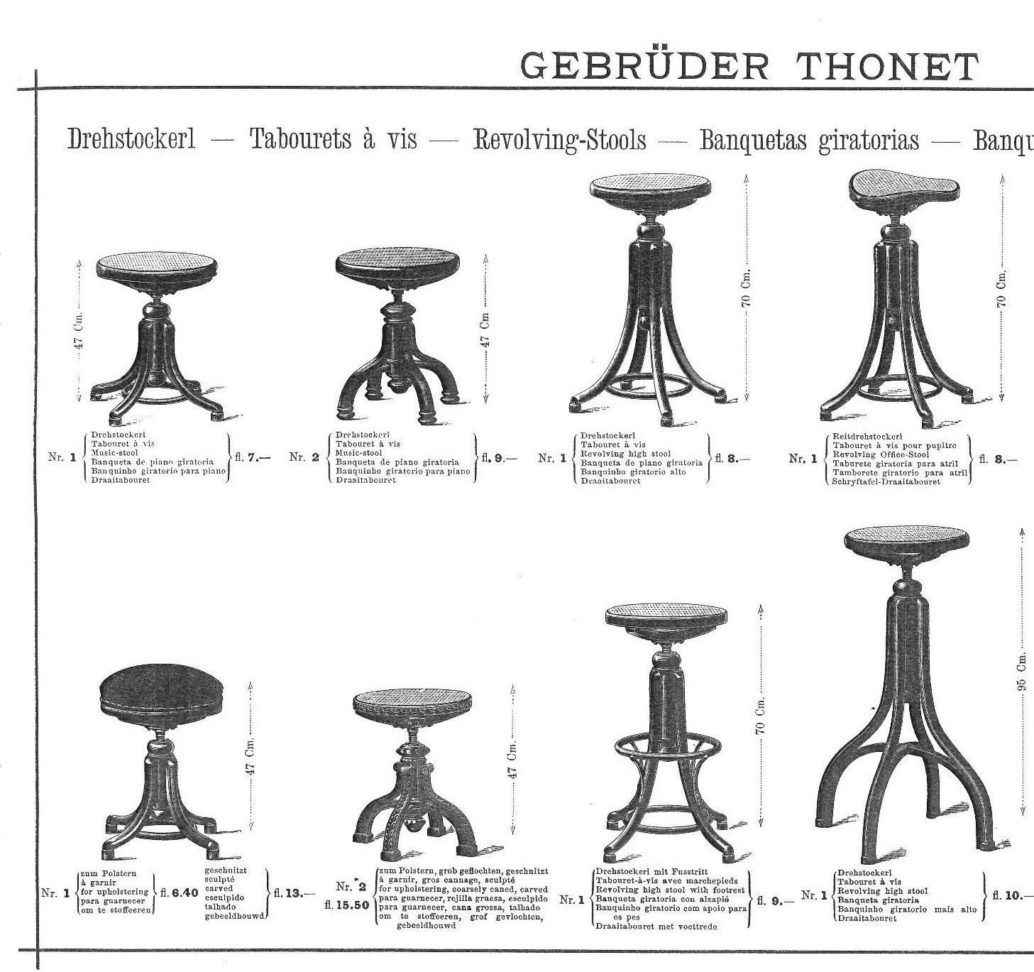 Rare tabouret de piano Thonet Nr.2, depuis 1895 en vente 2