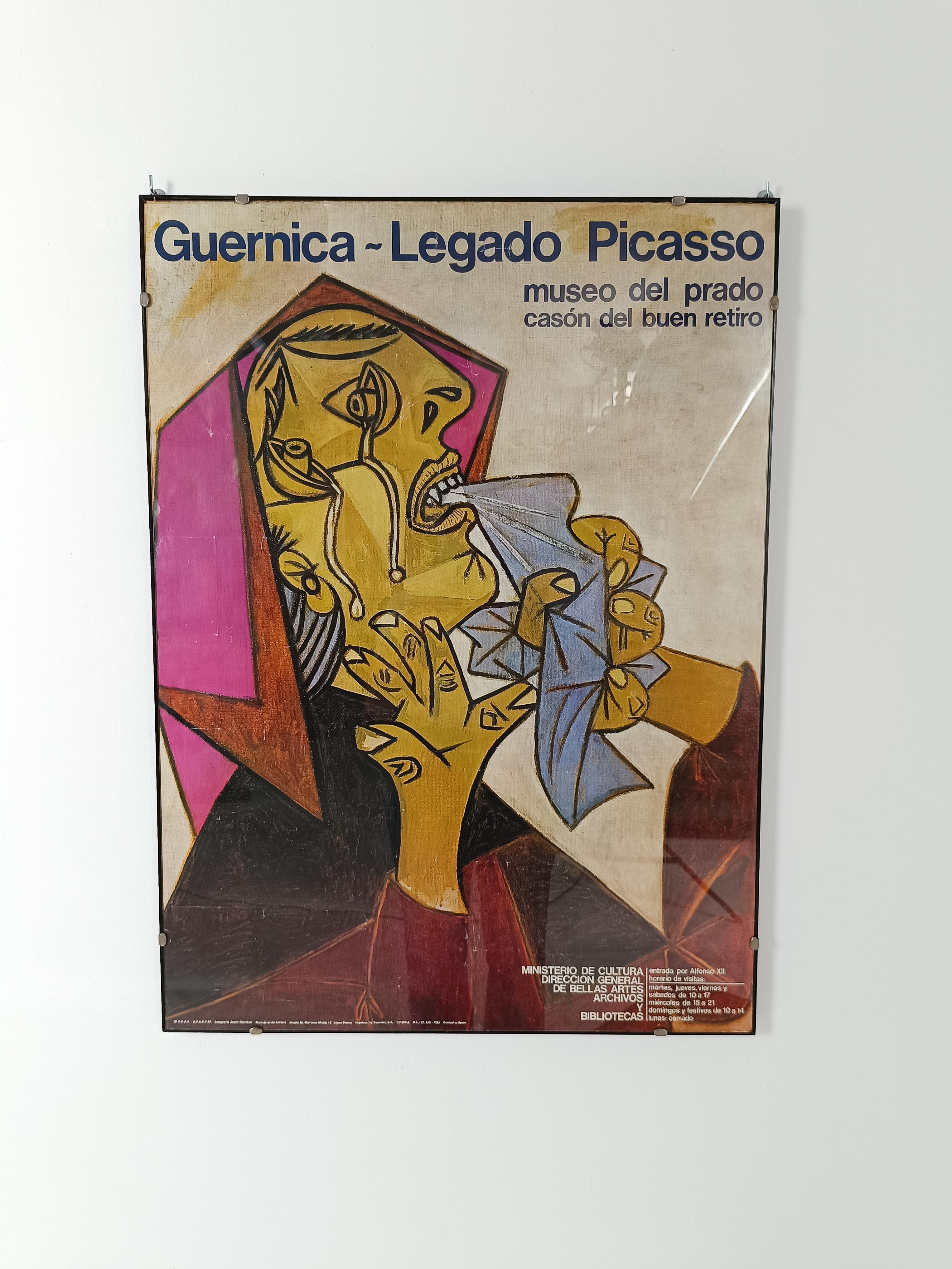 Fine XX secolo Raro poster di Picasso dalla mostra che segna il ritorno di Guernica in Spagna