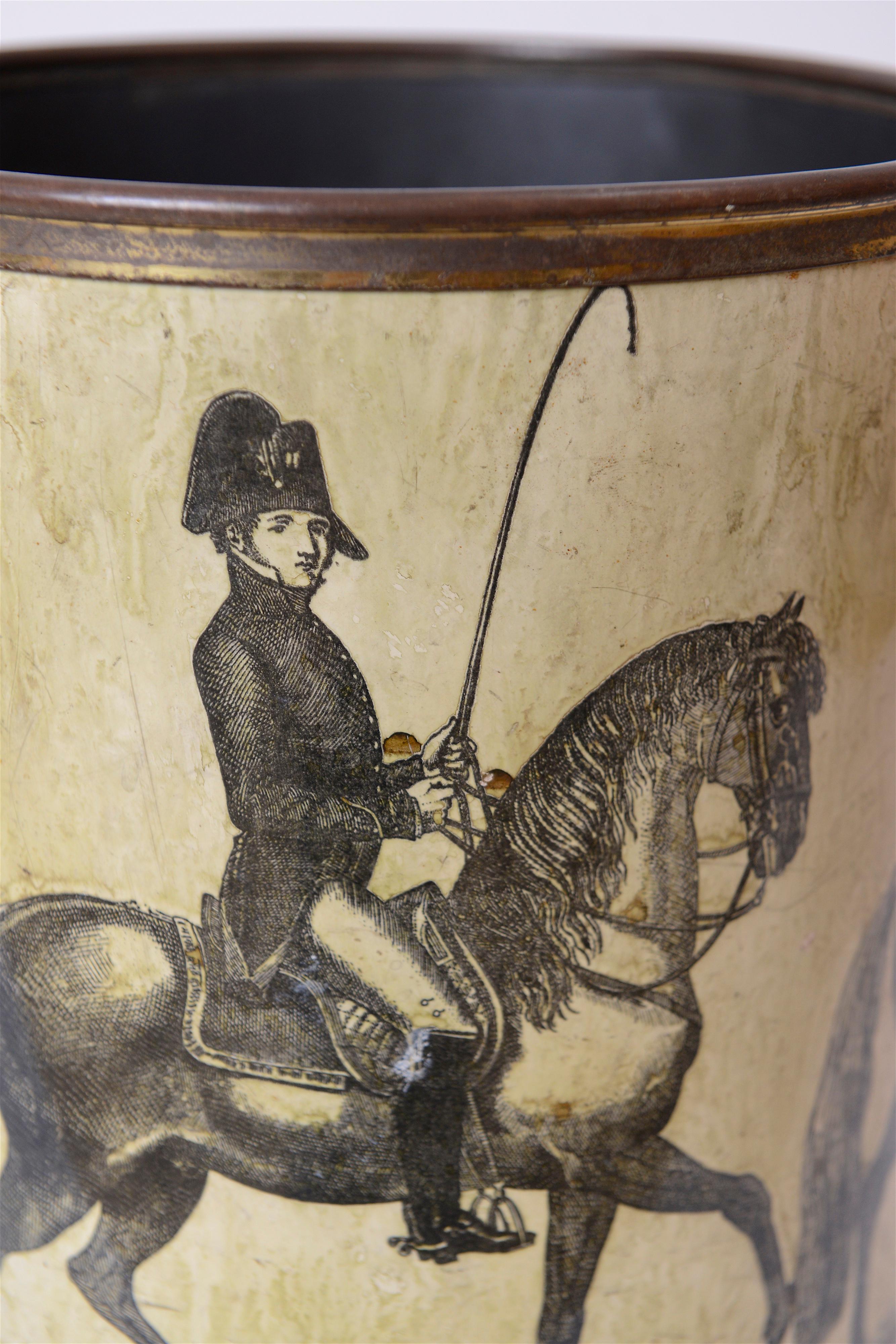 Rare Piero Fornasetti ‘Cavalieri’ 'Horsemen' Waste Paper Basket, Italy In Good Condition In London, GB