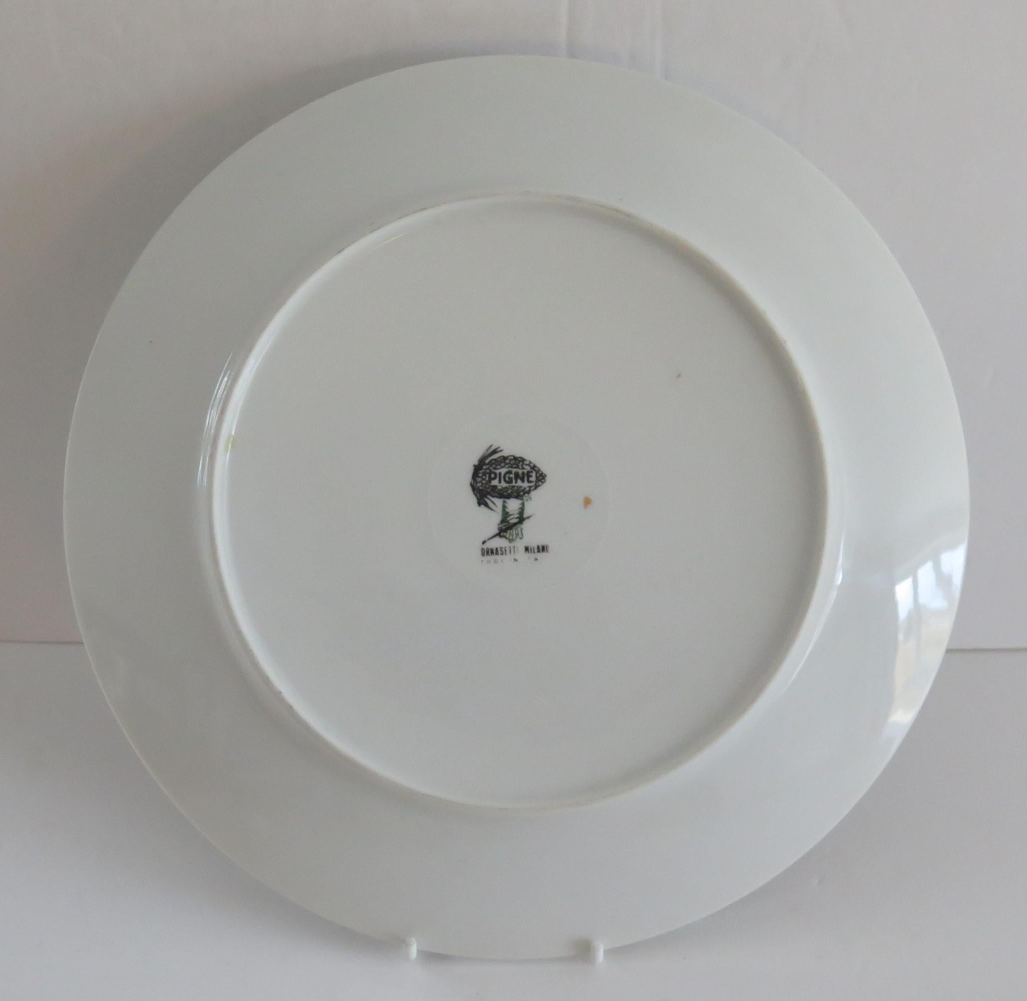 20th Century Piero Fornasetti Large Plate Gilded Acorn Ptn from Pigne Series, Circa 1950s For Sale