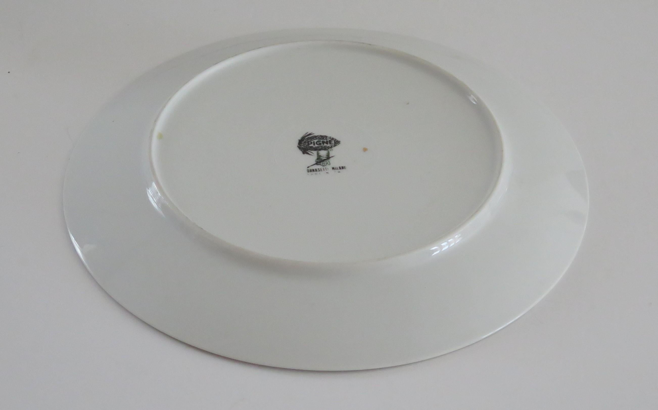 Porcelain Piero Fornasetti Large Plate Gilded Acorn Ptn from Pigne Series, Circa 1950s For Sale