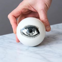 Rare Piero Fornasetti Mid-Century Ceramic Paperweight 'Occhio', Italy 1950s.
