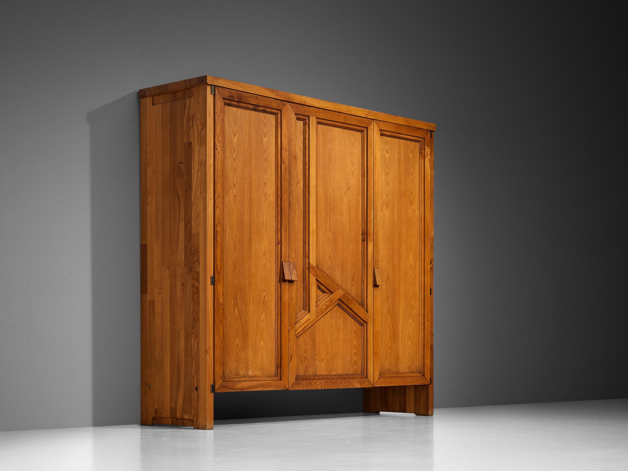 French Rare Pierre Chapo 'Goya' Highboard in Solid Elm For Sale