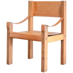 Rare chaise de selle cognac Pierre Chapo