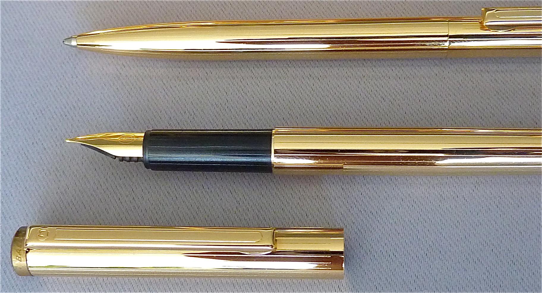 Swedish Rare Pierre Forsell Skultuna Writing Desk Set Gilt Brass Fountain Pen Ball Pen