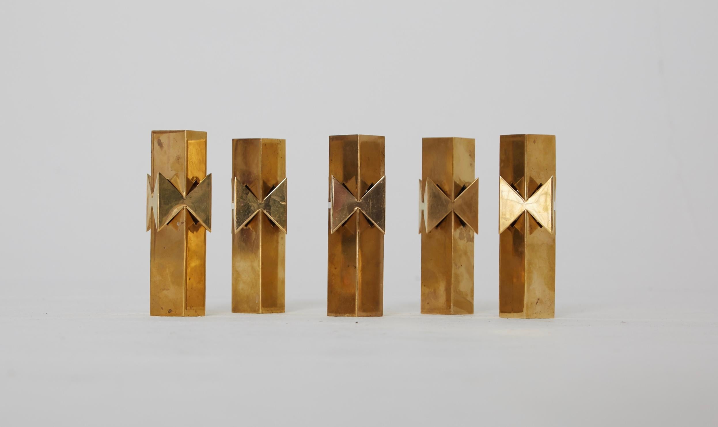 Rare Pierre Forssell for Skultuna Solid Brass Candlesticks, 1960s, Sweden In Good Condition For Sale In London, GB