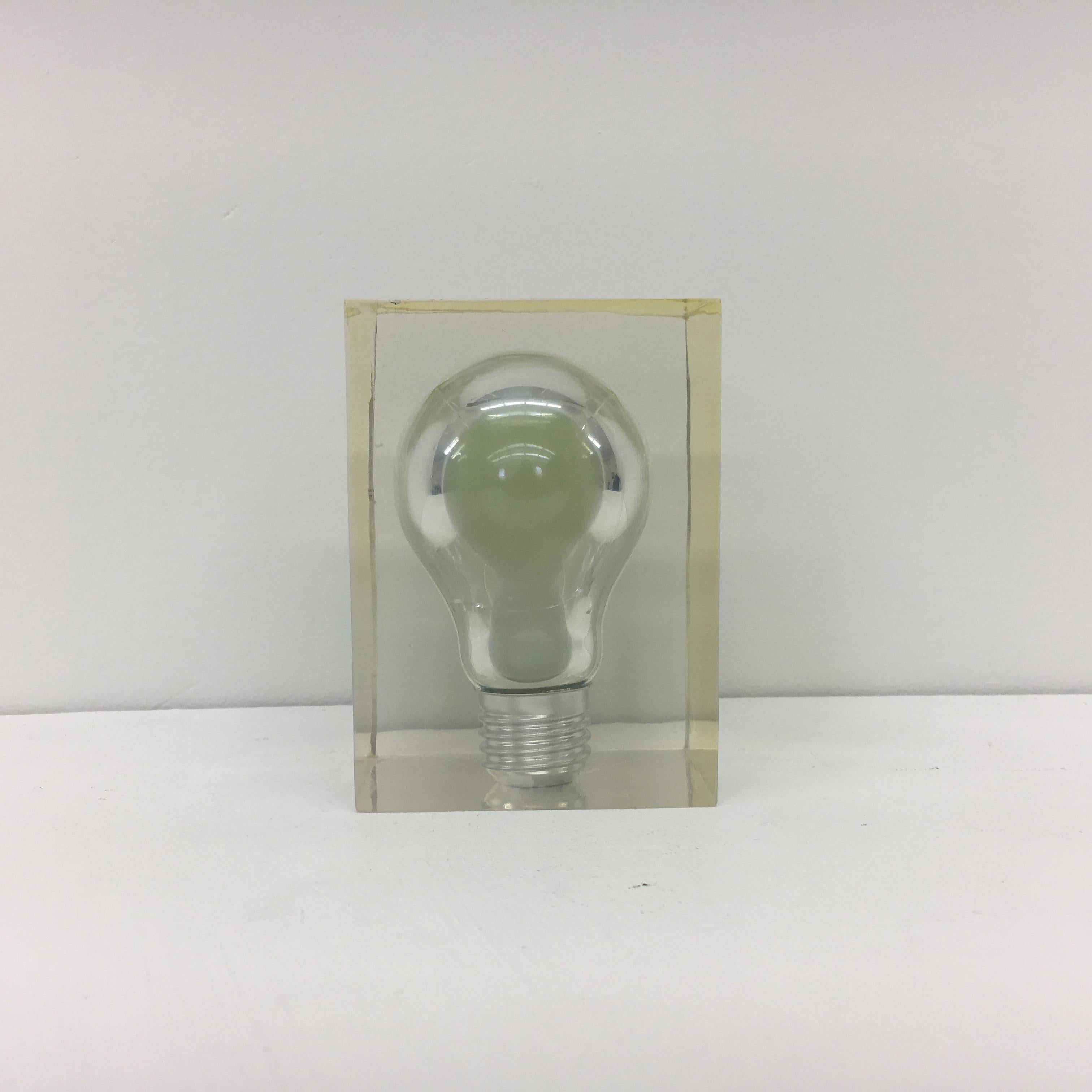 Rare presse-papier Pierre Giraudon Pop Art Lucite sculpture 1970's Glow in the Dark
