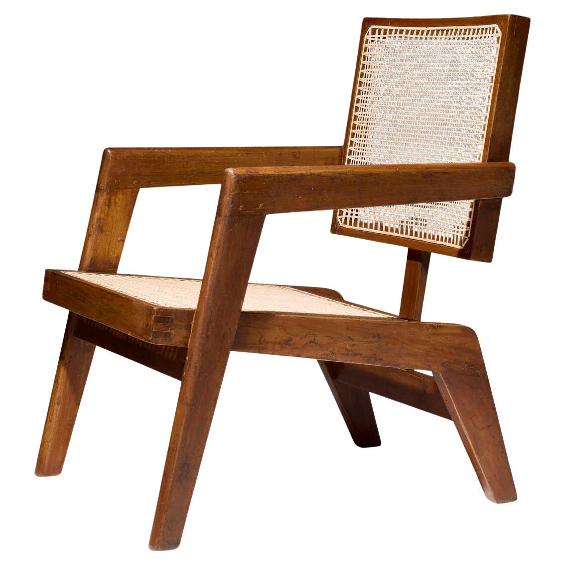 Rare fauteuil de salon Pierre Jeanneret de Chandigarh authentique mi-siècle moderne