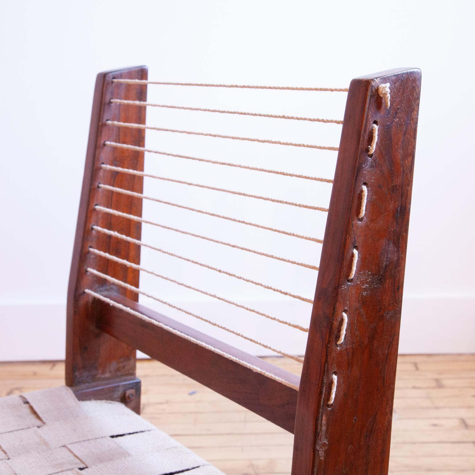 Spectacular Pierre Jeanneret Rope Sofa and Chairs For Sale 3