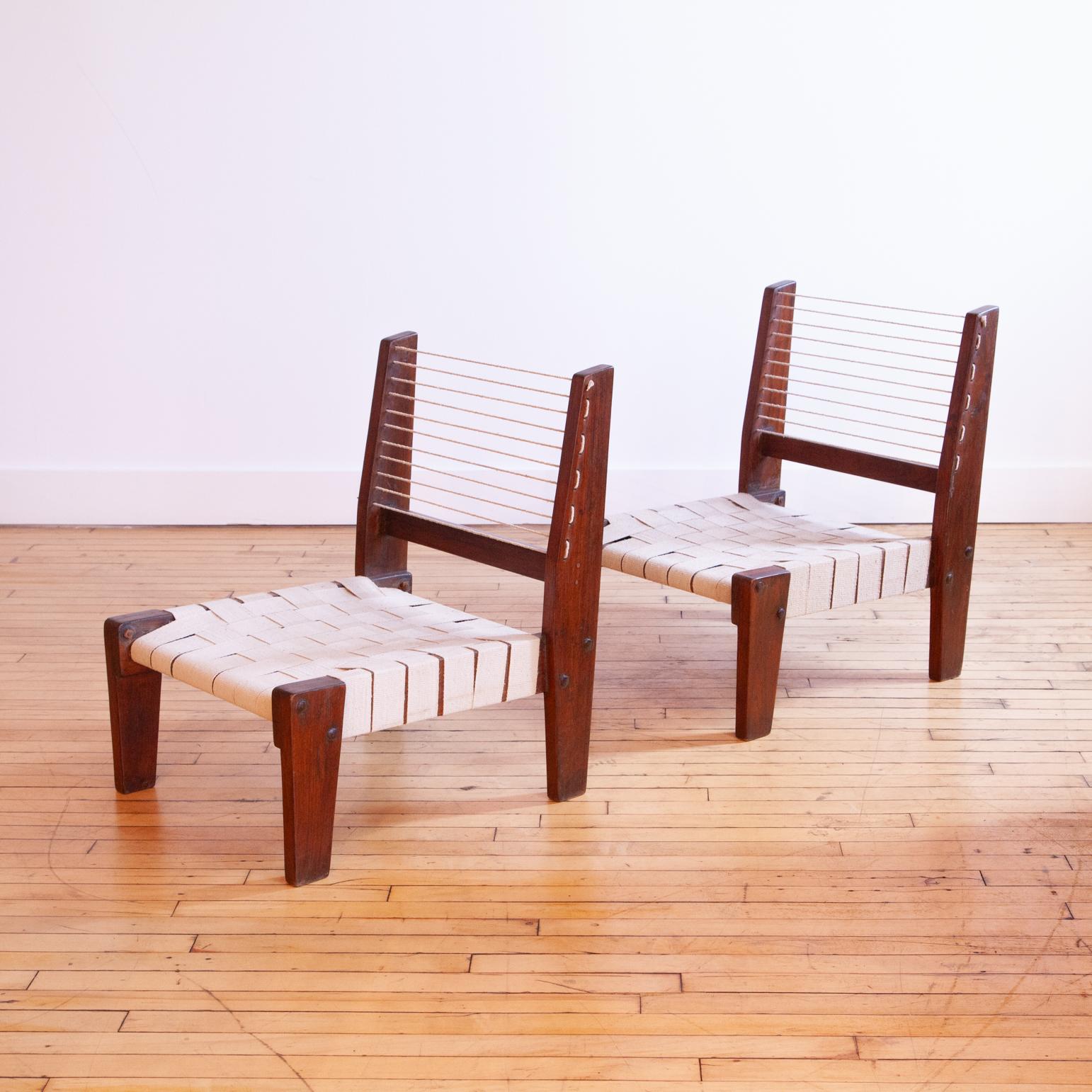 Spectacular Pierre Jeanneret Rope Sofa and Chairs For Sale 4