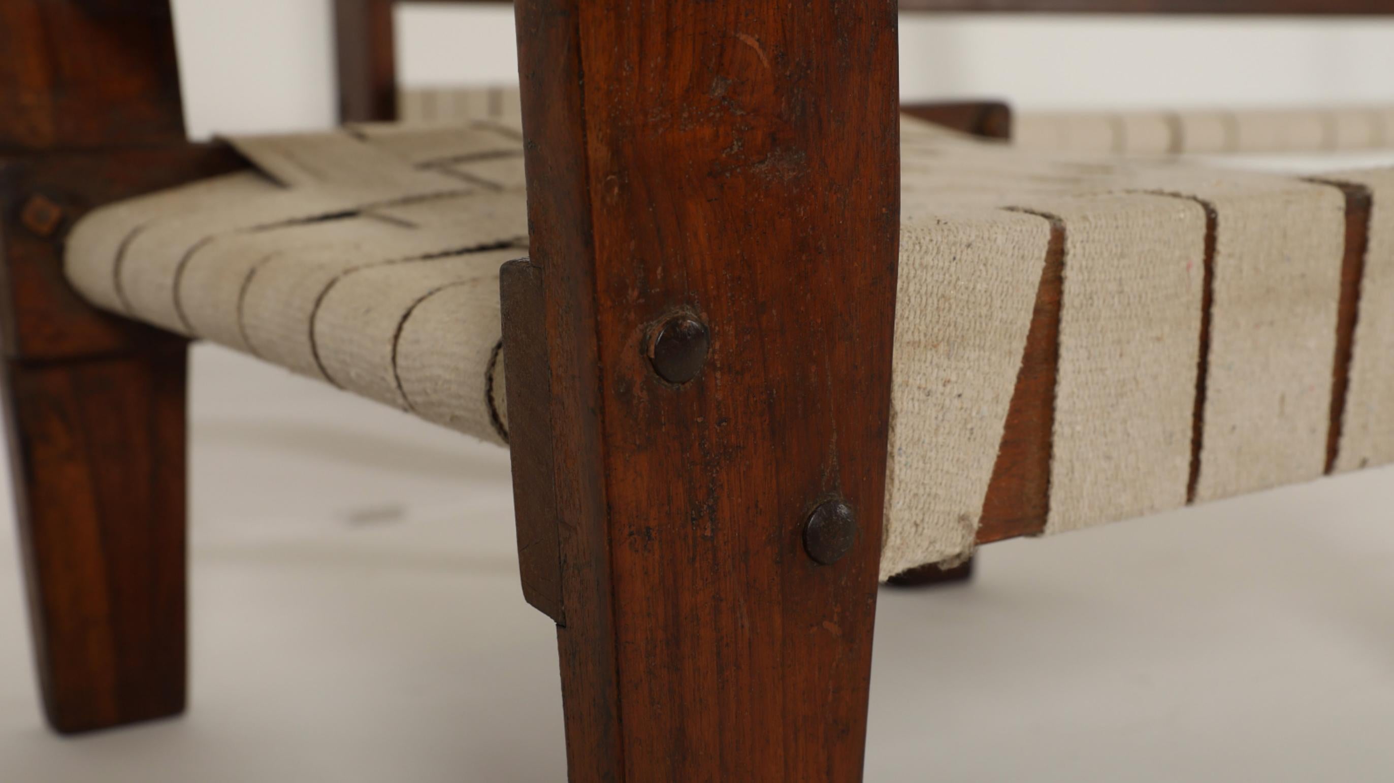 Indian Spectacular Pierre Jeanneret Rope Sofa and Chairs For Sale