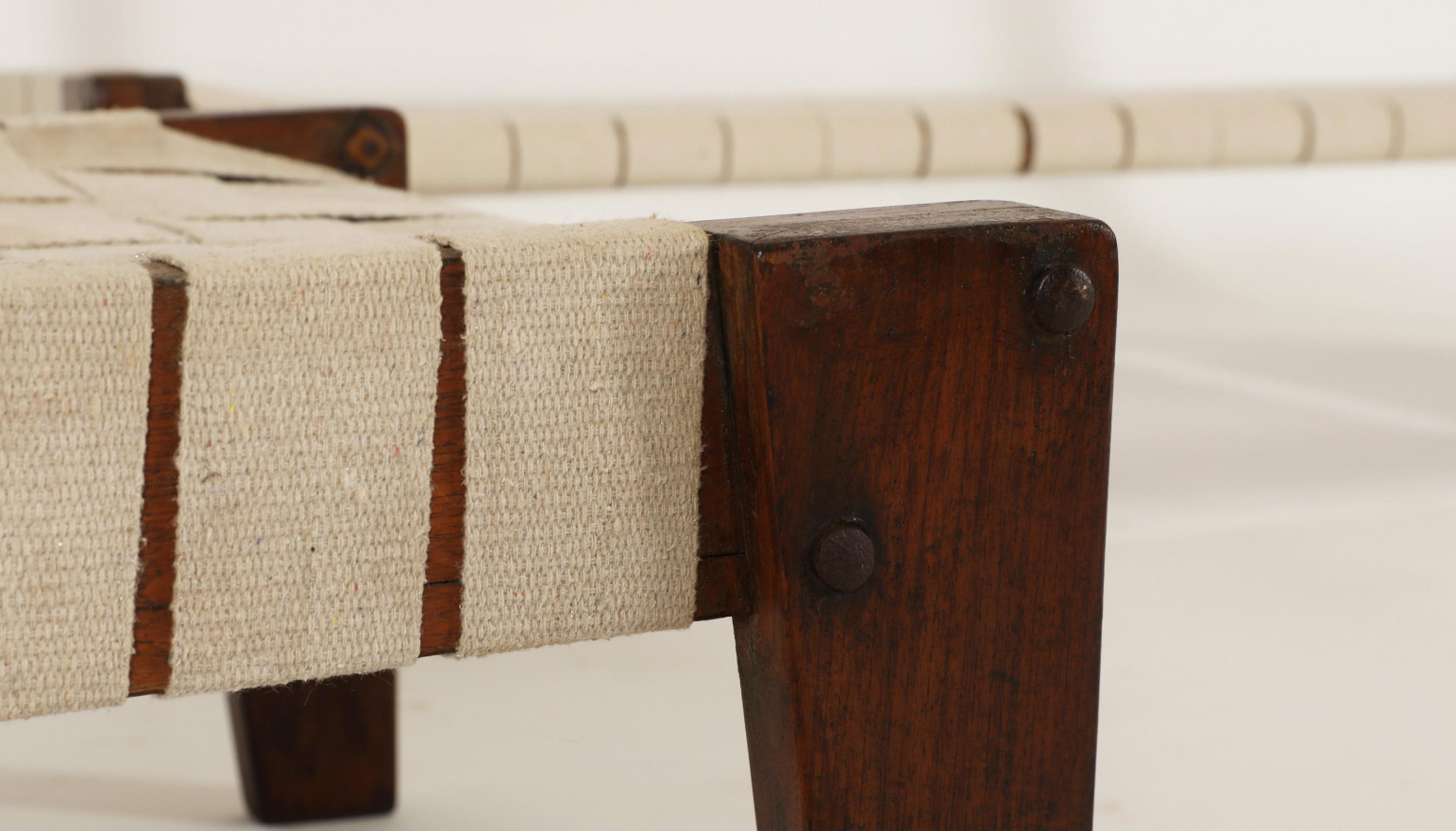 20th Century Spectacular Pierre Jeanneret Rope Sofa and Chairs For Sale