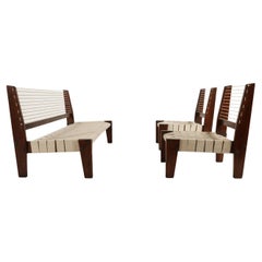 Raro sofá y sillas de cuerda Pierre Jeanneret