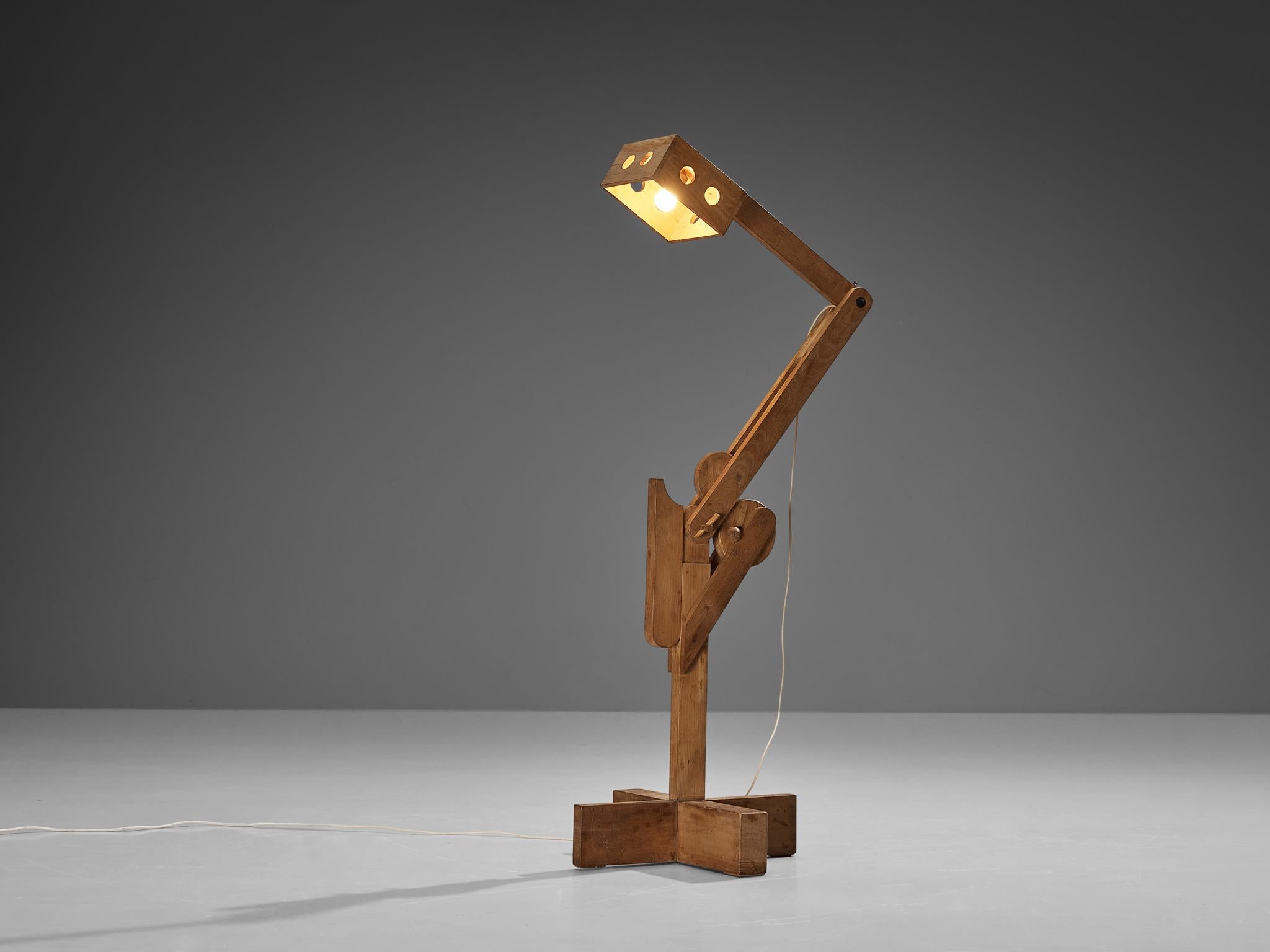 Pietro Cascella, Pinocchio floor lamp, no. 438/500, chestnut, Italy, 1972

Pietro Cascella (1921-2008) held the distinguished title of Italy's foremost monumental marble sculptor, renowned for his semi-abstract style. This lamp holds a distinctive