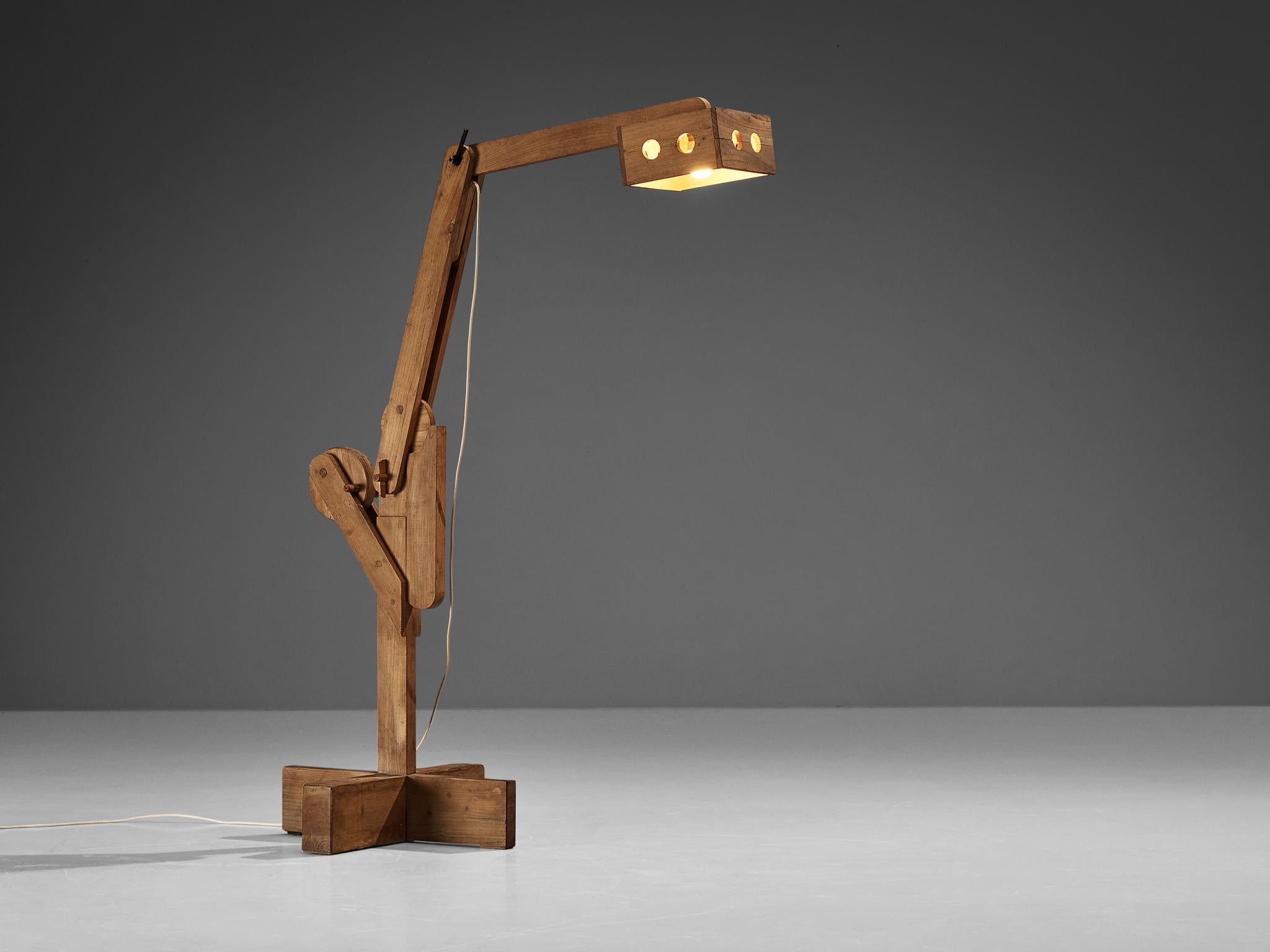 Italian Rare Pietro Cascella ‘Pinocchio’ Floor Lamp in Chestnut  For Sale