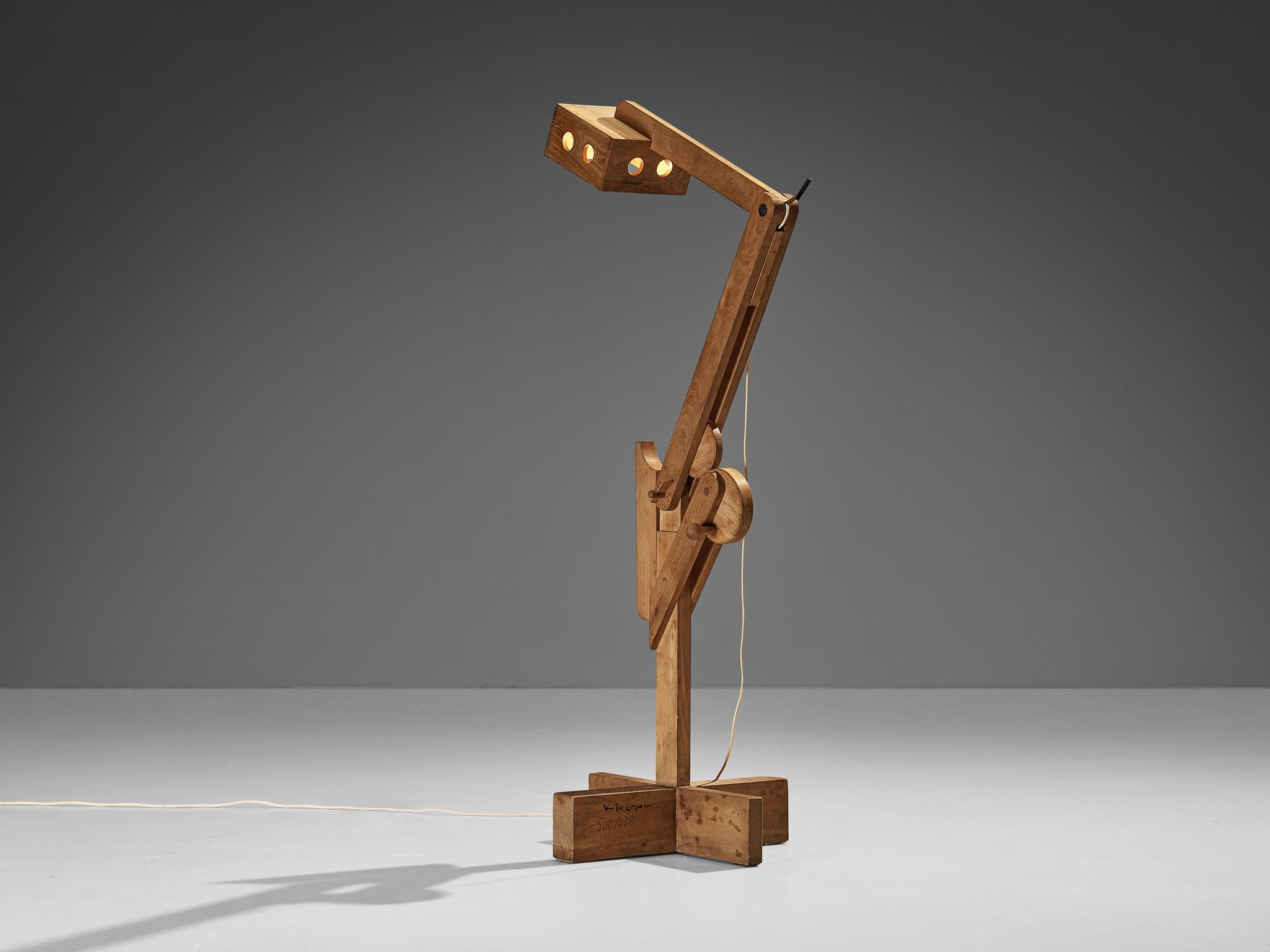 Late 20th Century Rare Pietro Cascella ‘Pinocchio’ Floor Lamp in Chestnut