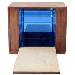 Rare bar de rangement suspendu en miroir bleu Pietro Chiesa pour Fontana Arte, 1940