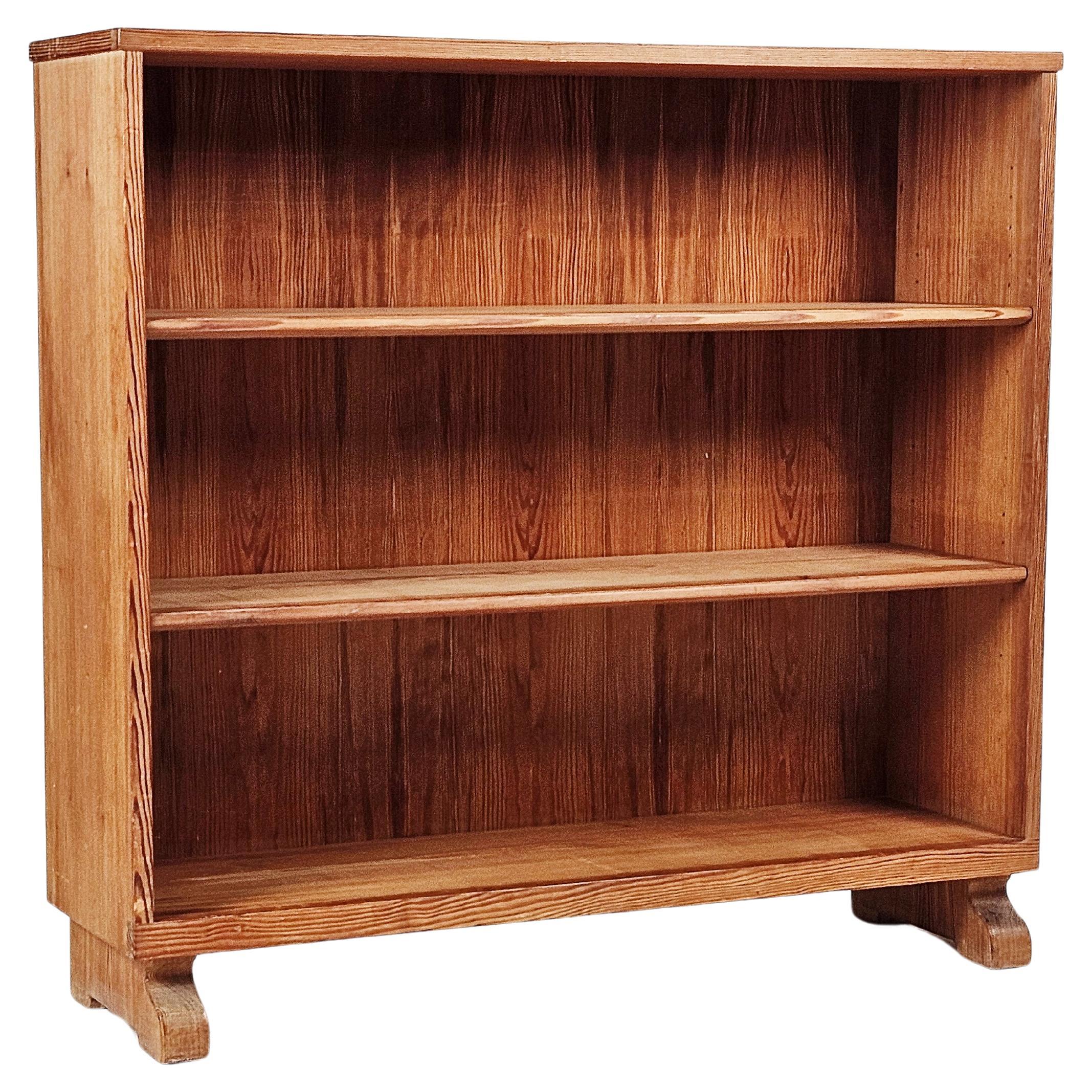 Rare pine bookcase by Carl Malmsten, Sweden, 1950s