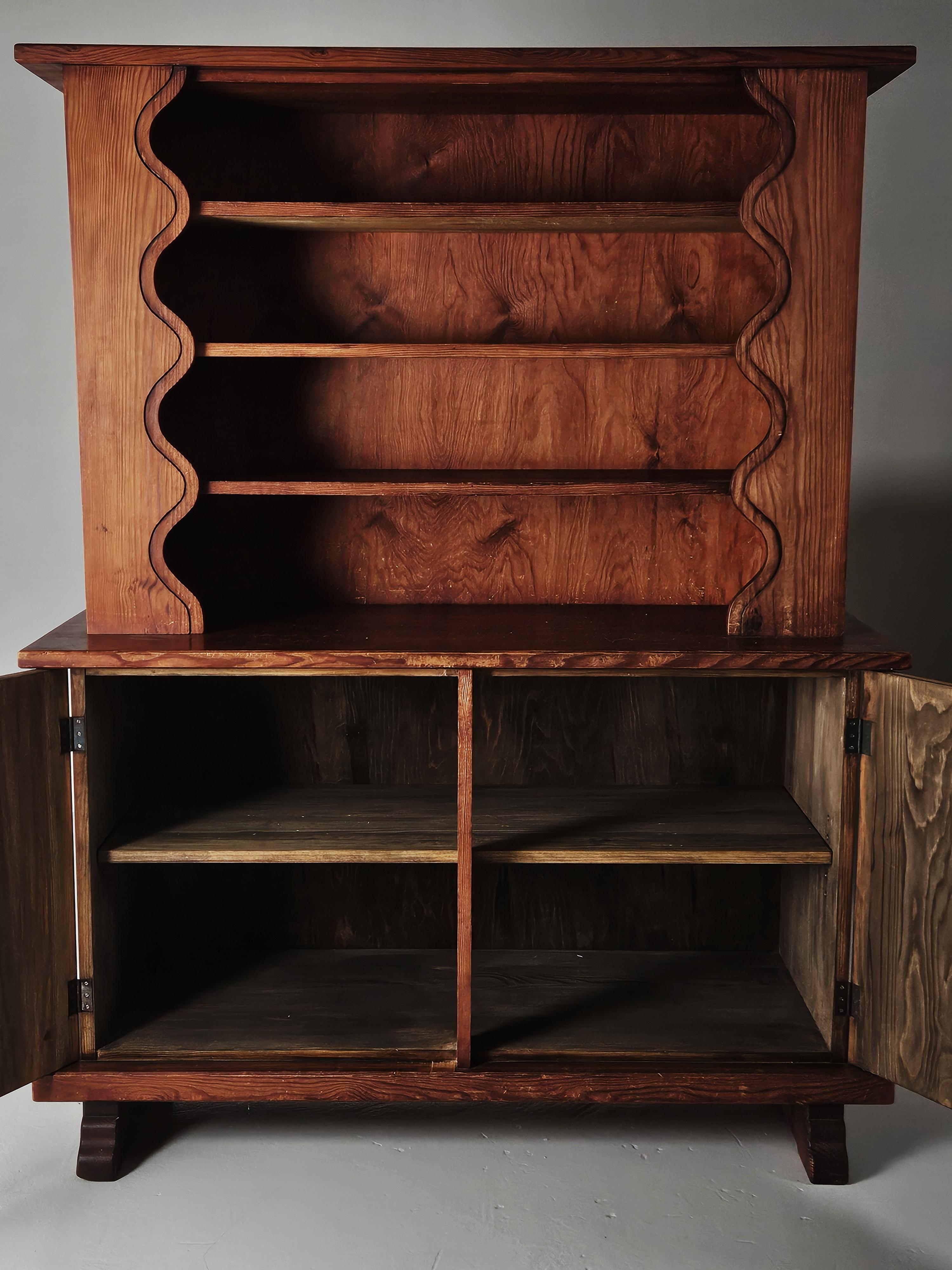 Mid-20th Century Rare pine cabinet in style of Axel Einar Hjort, Sweden, 1940s