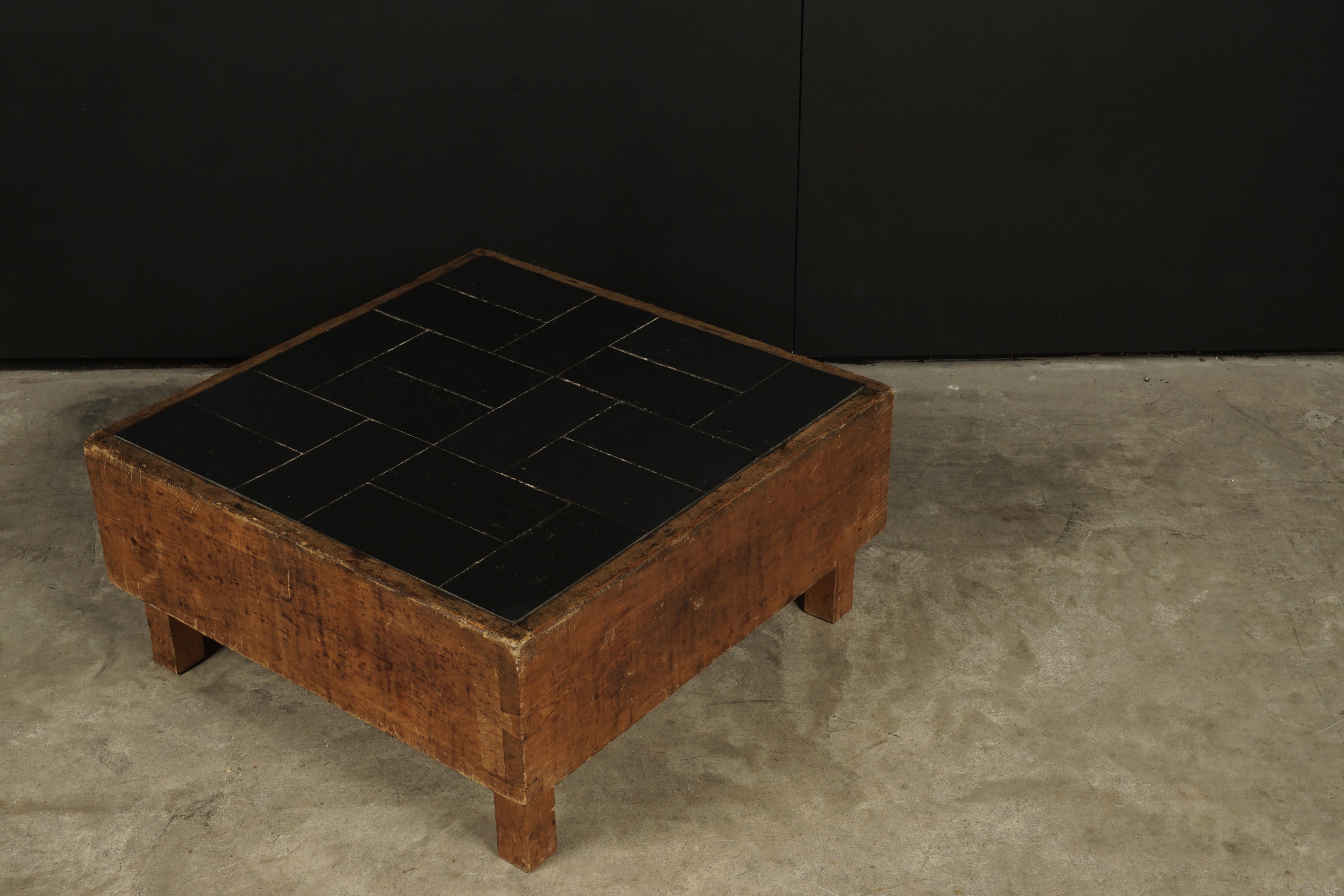 European Rare Pine Coffee Table from France, 1960s