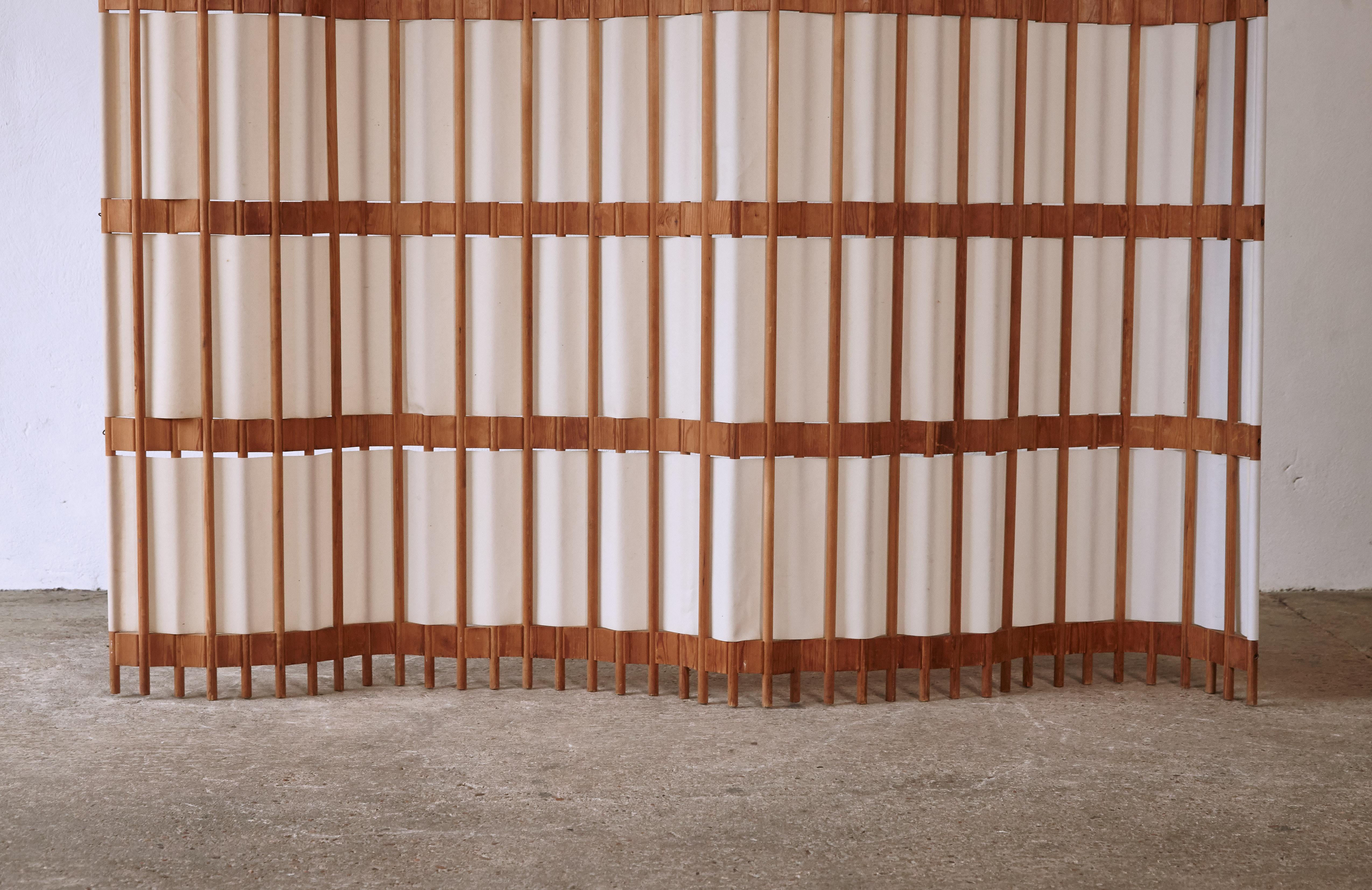 Rare Pine Screen / Room Divider, Sweden, 1960s/70s 4